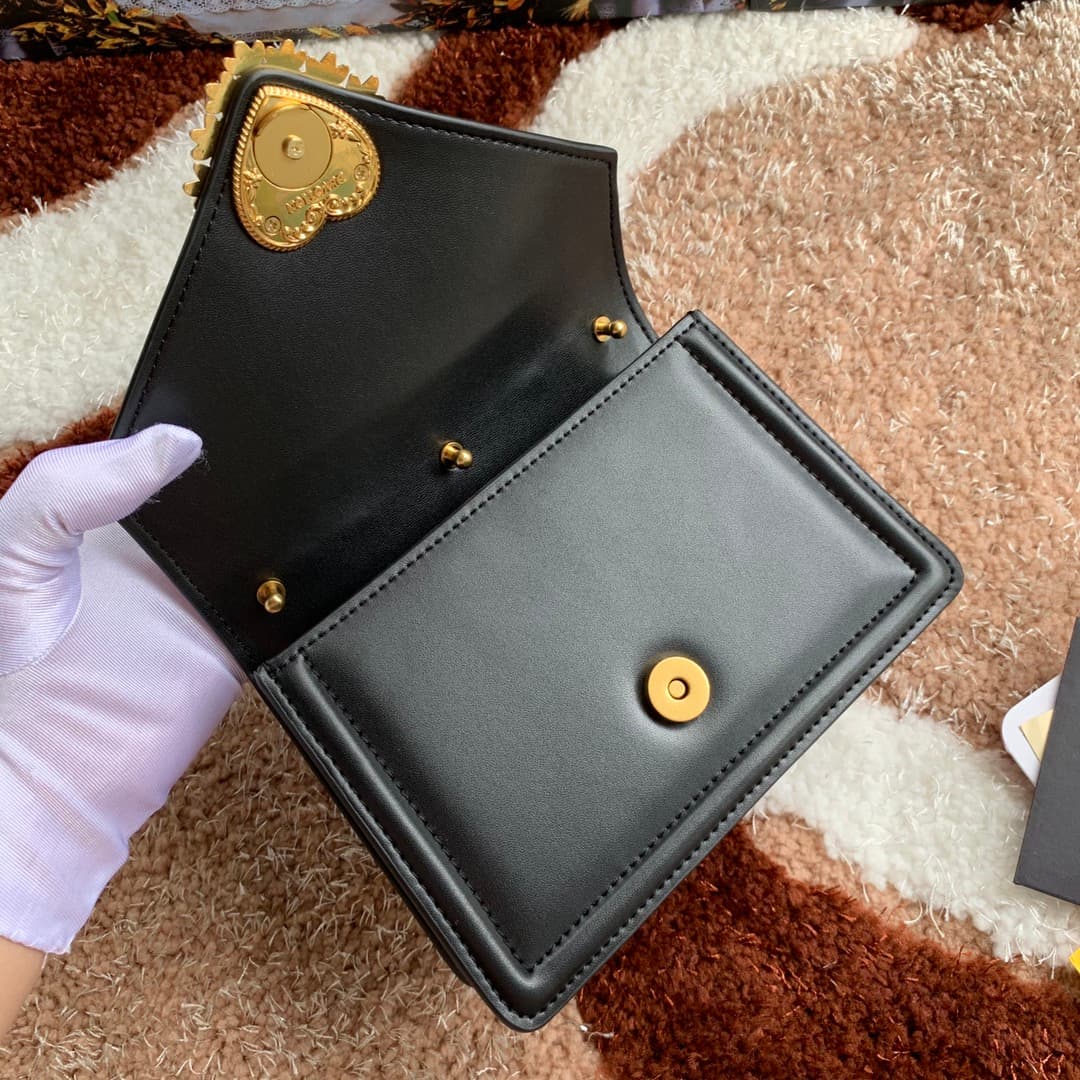 Dolce & Gabbana Small Devotion bag in smooth calfskin in Black High