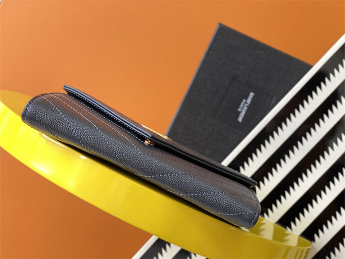 CASSANDRE MATELASSÉ LARGE FLAP WALLET IN GRAIN DE POUDRE LEATHER Beige High