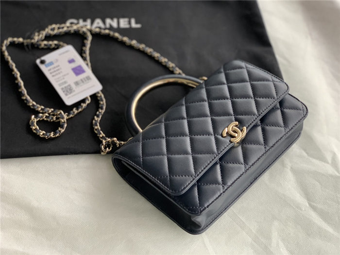 Chanel Wallet on Chain With Handle AP2844 Lambskin & Gold-Tone Metal Navy A