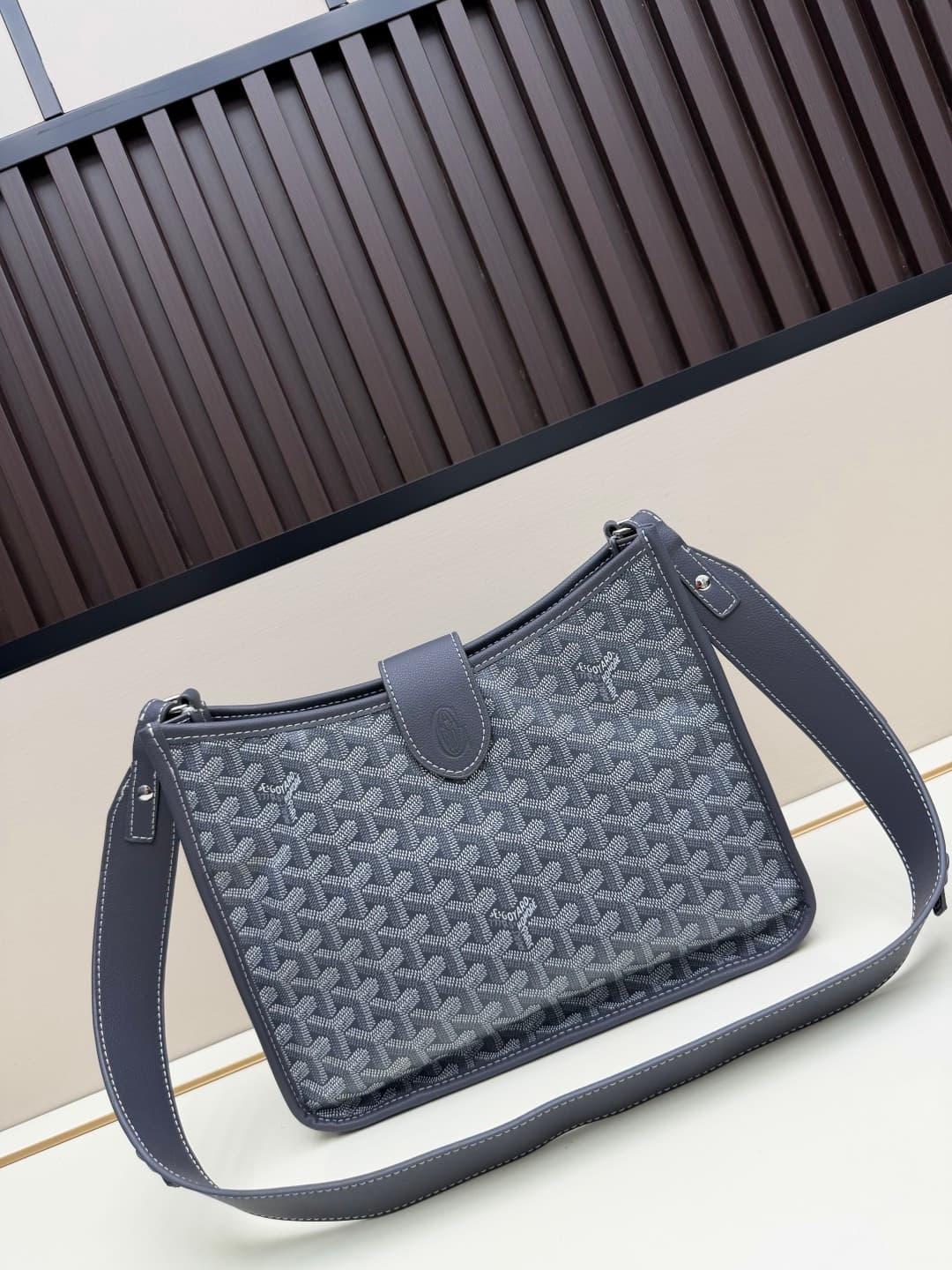 Goyard Musette PM bag in grey Goyardine canvas Mid