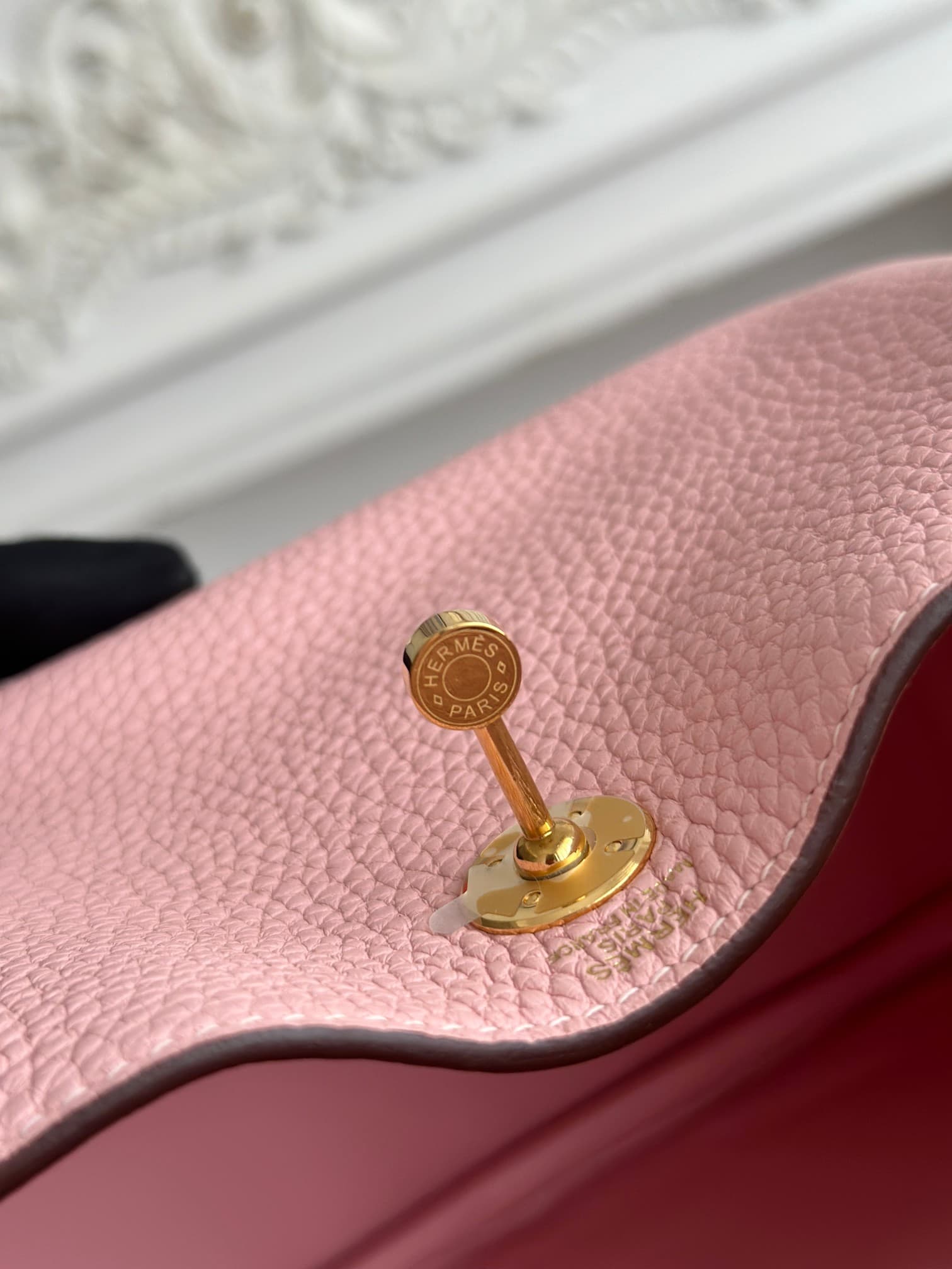 Hermes Lindy Mini Bag Clemence Leather In Rose Sakura WAX High