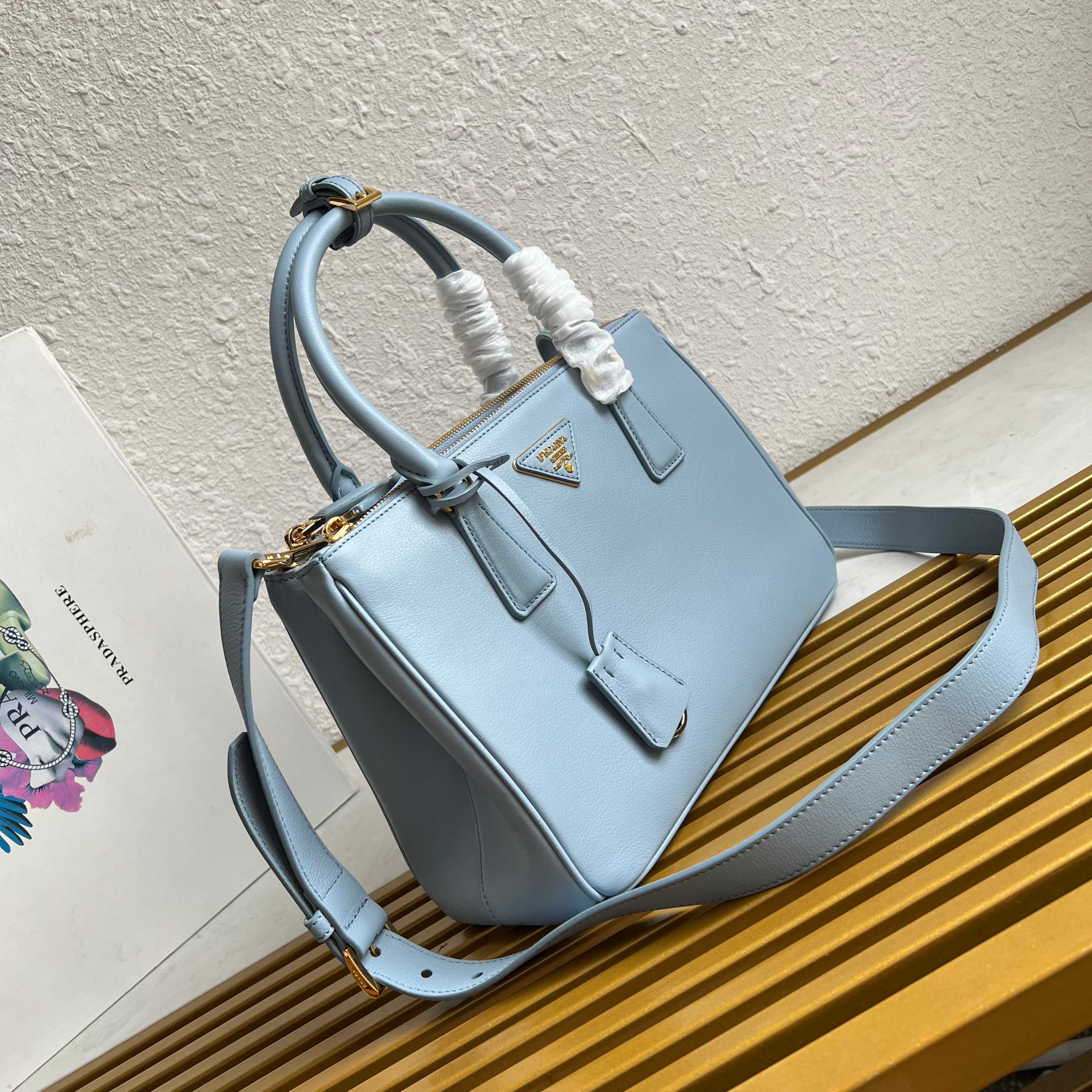 Prada Galleria small Saffiano leather bag 1BA896 Light Blue High
