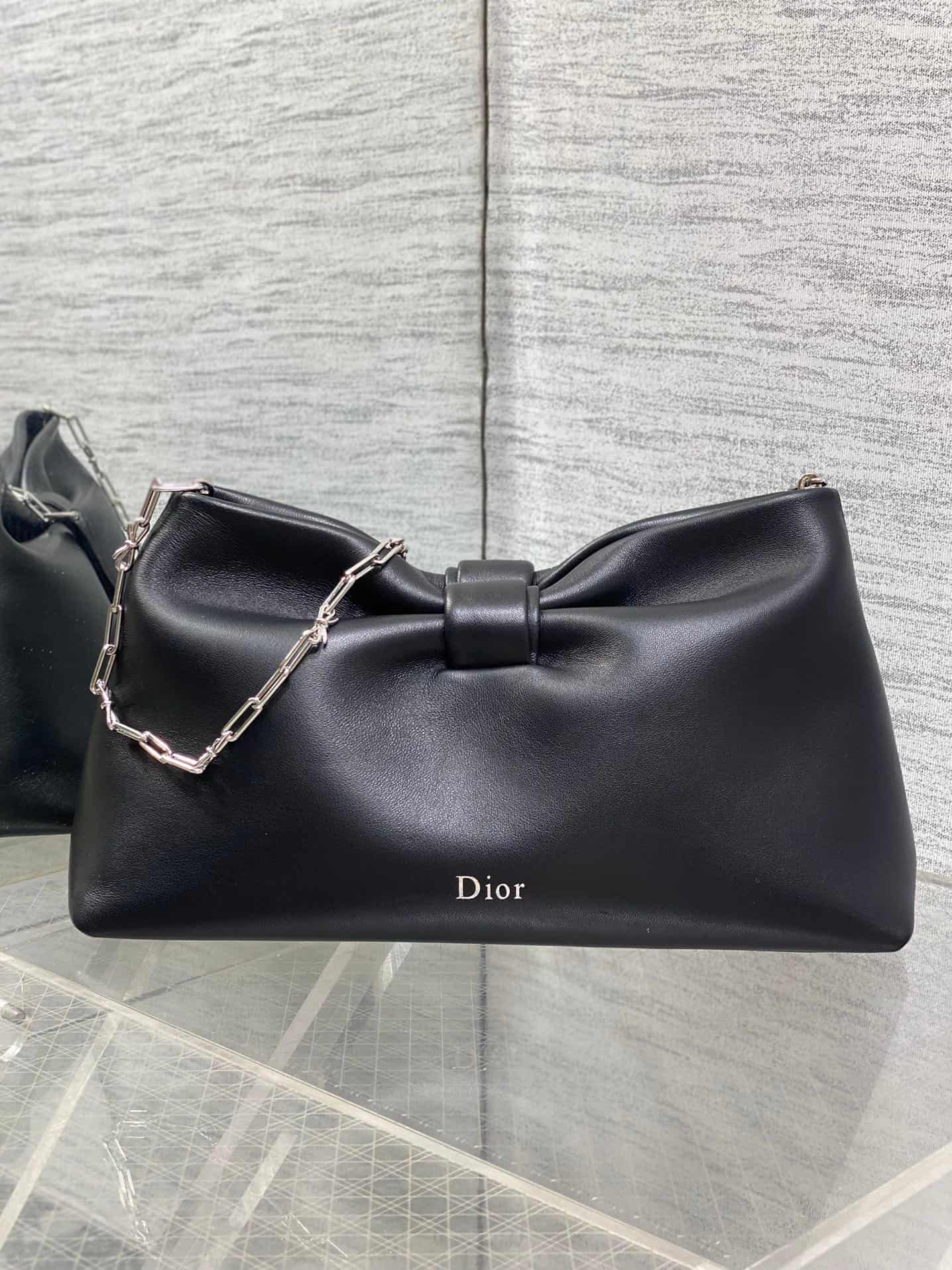 Medium Dior Bow Bag Black Leather High