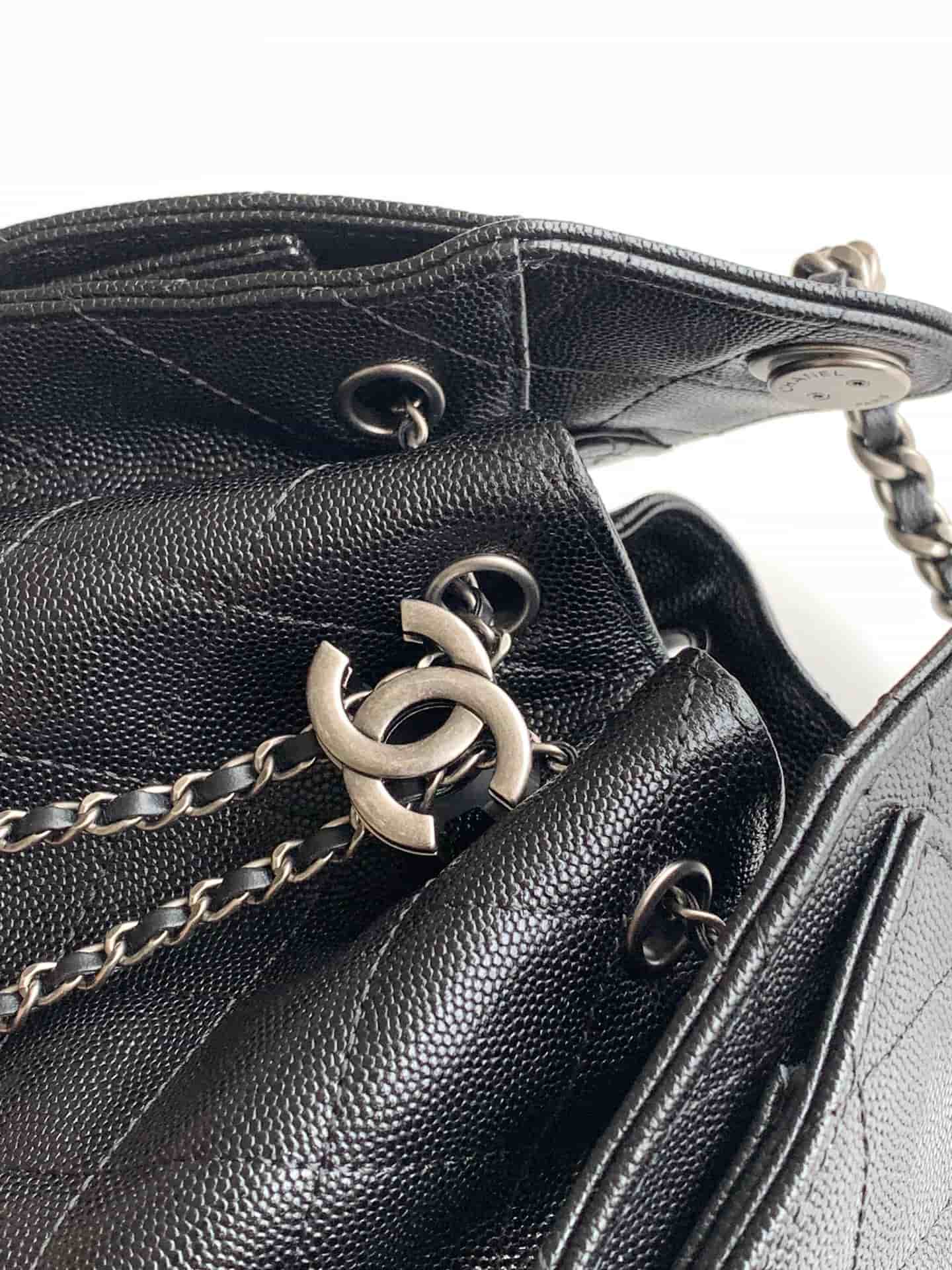 Chanel 25 Mini Hobo handbag AS5631 Grained calfskin & Silver-tone metal Black A