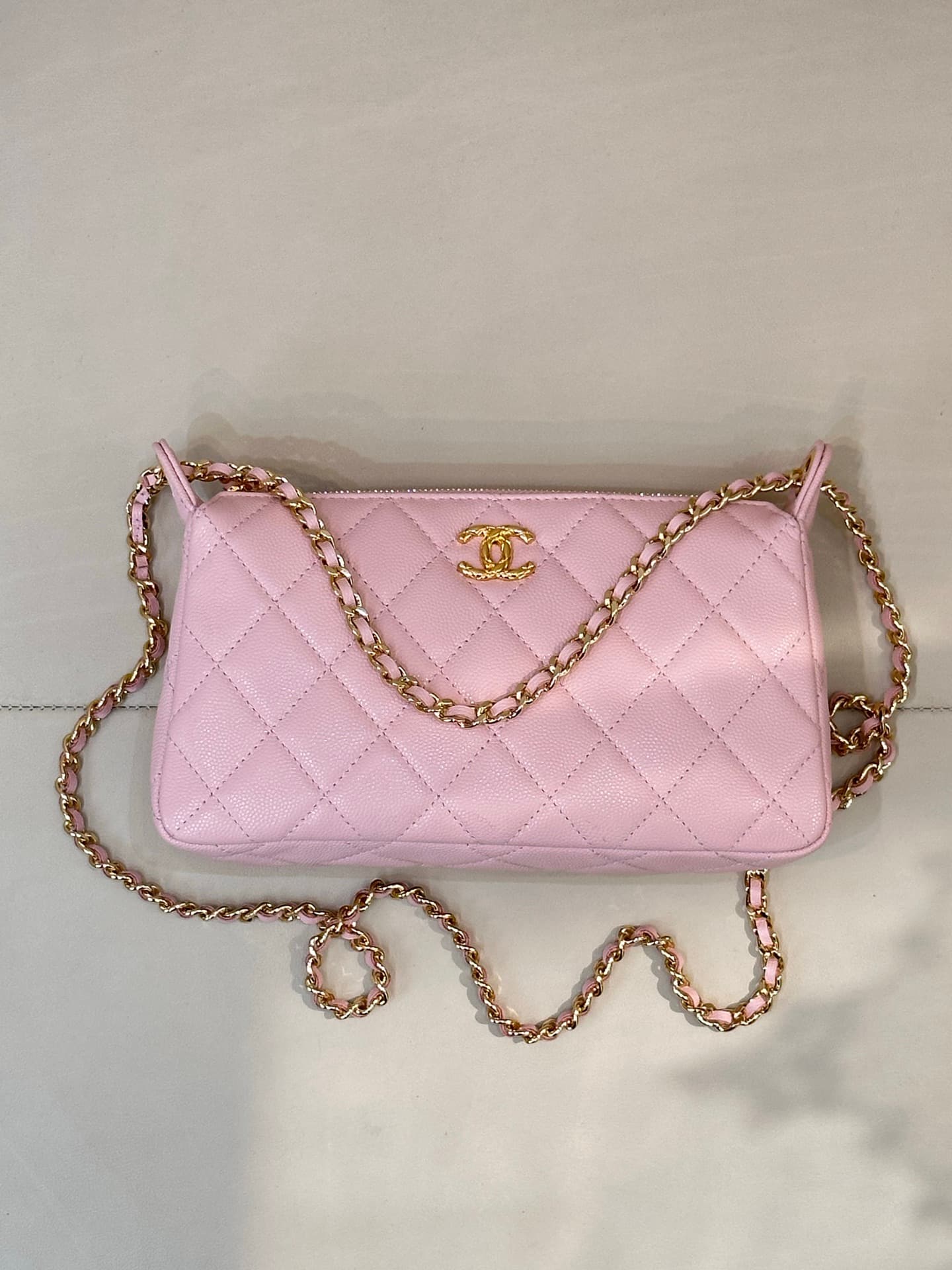 Chanel Hobo Bag Grained Calfskin & Gold-tone Metal Pink AP5023 TOP