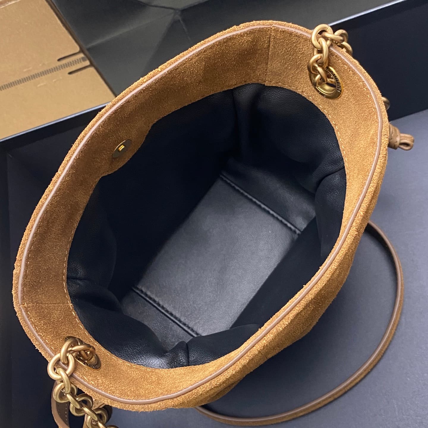 Saint Laurent Jamie Mini Suede Bucket Bag Brown 859174 High