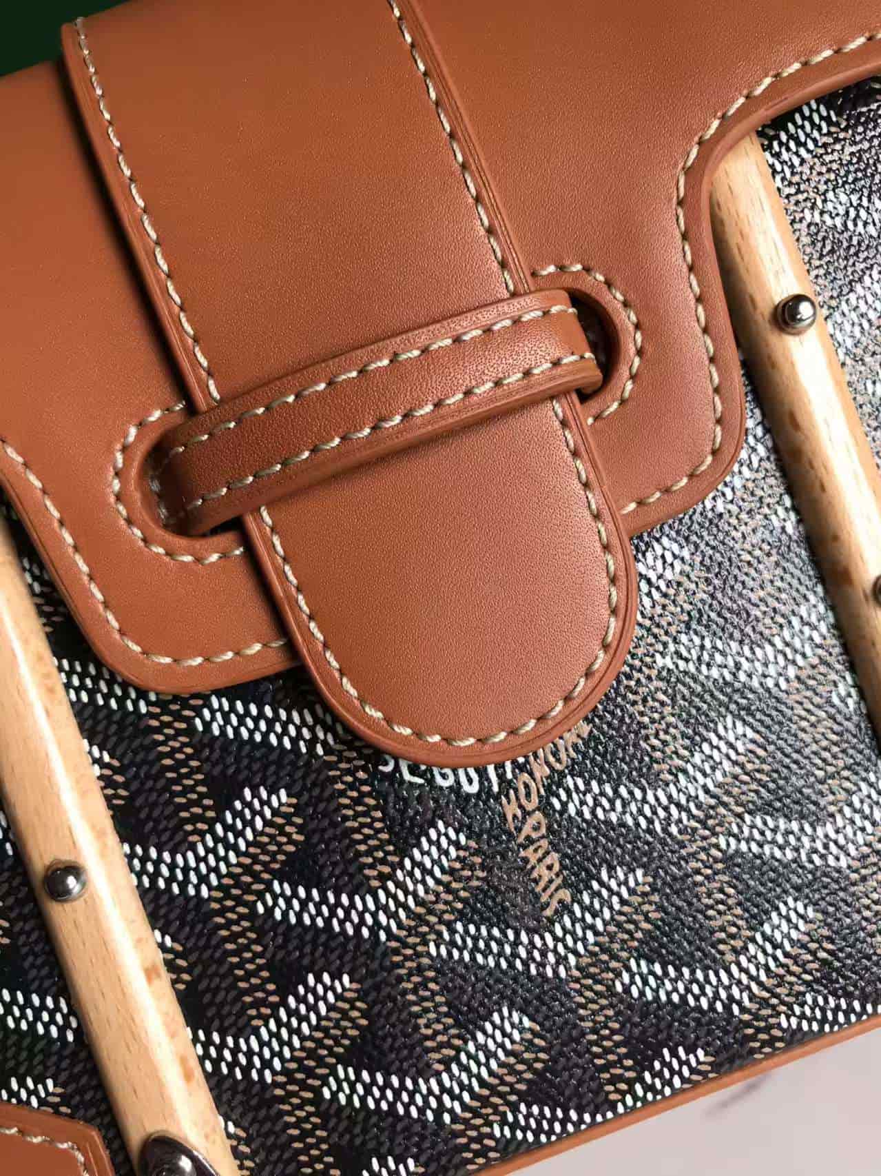 Saïgon Structuré Mini Bag Goyardine Canvas & Cervon Calfskin Black & Tan High