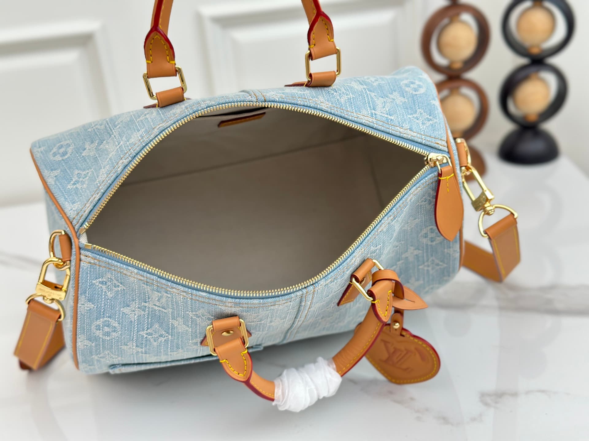 Louis Vuitton Speedy 30 Bandoulière Blue Monogram Denim M2A209 High