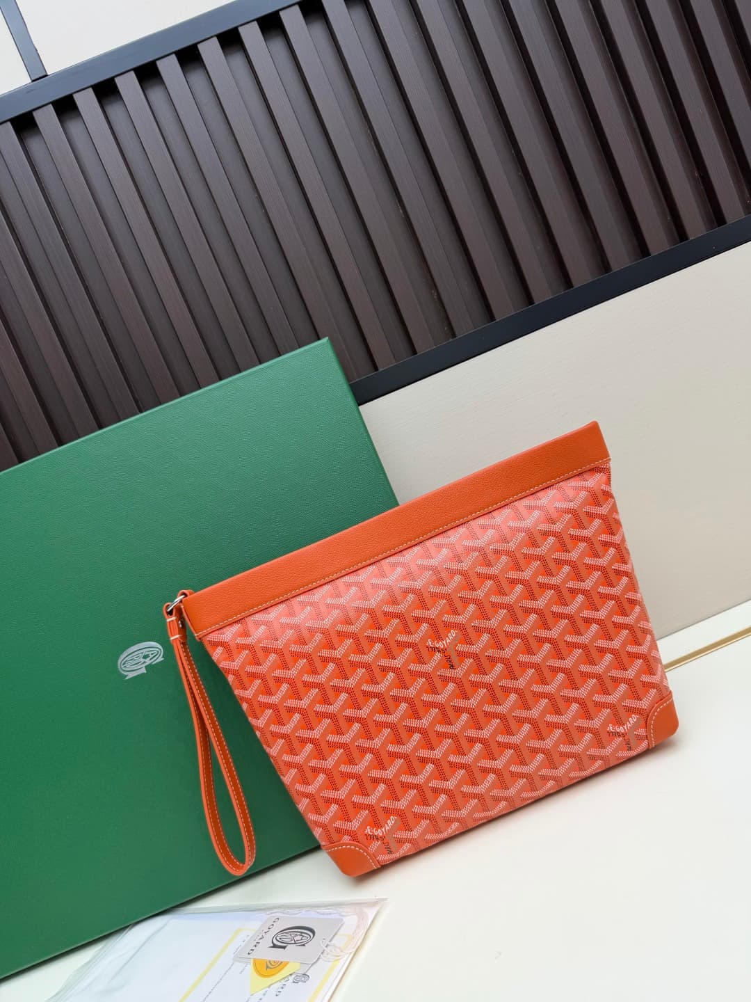 Goyard Conti pouch Goyardine canvas and Chevroches Calfskin Orange High
