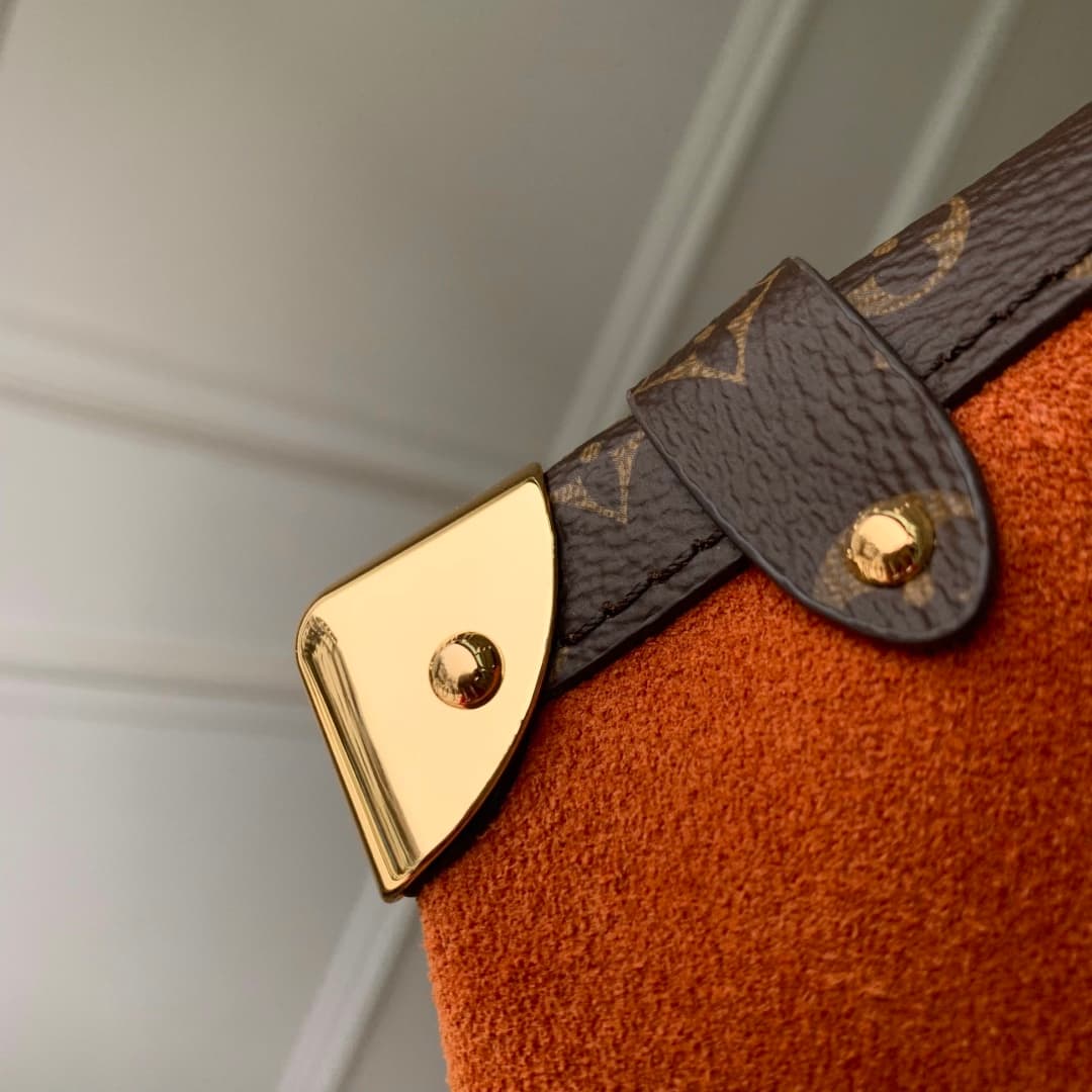 Louis Vuitton Side Trunk MM Suede calfskin leather M15072 Tan High