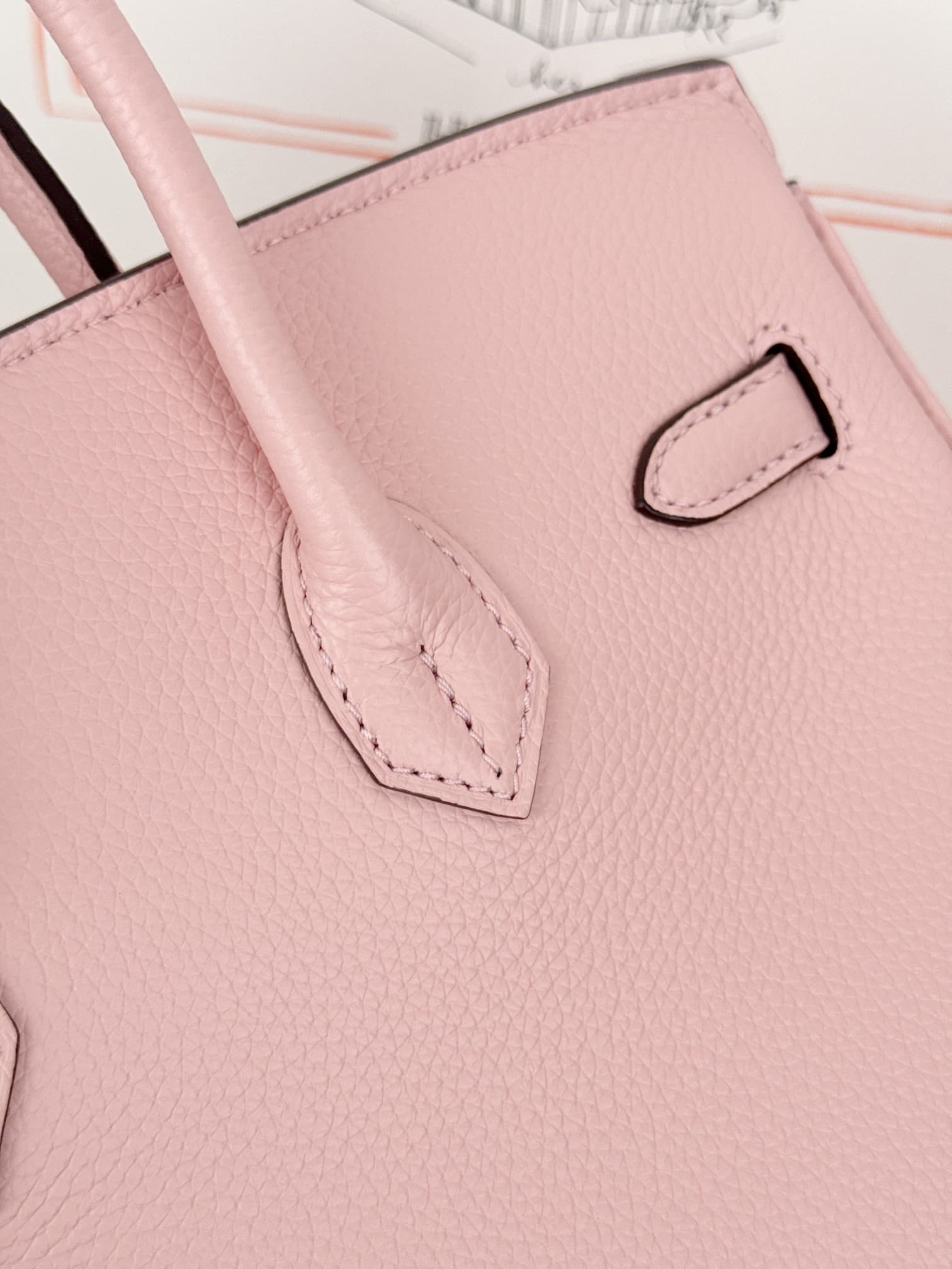 Hermes Birkin 25/30 Bag Togo Calfskin Leather Rose Sakura High