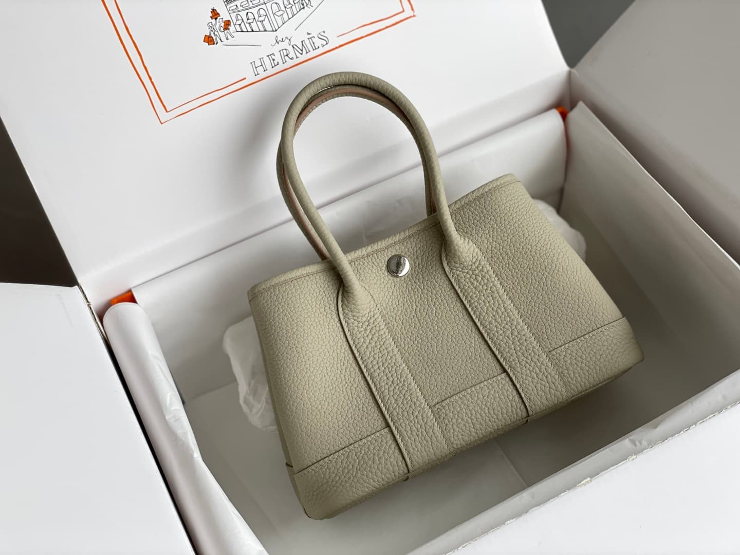 Hermes Garden Party 23 bag in Beton Togo Leather WAX High