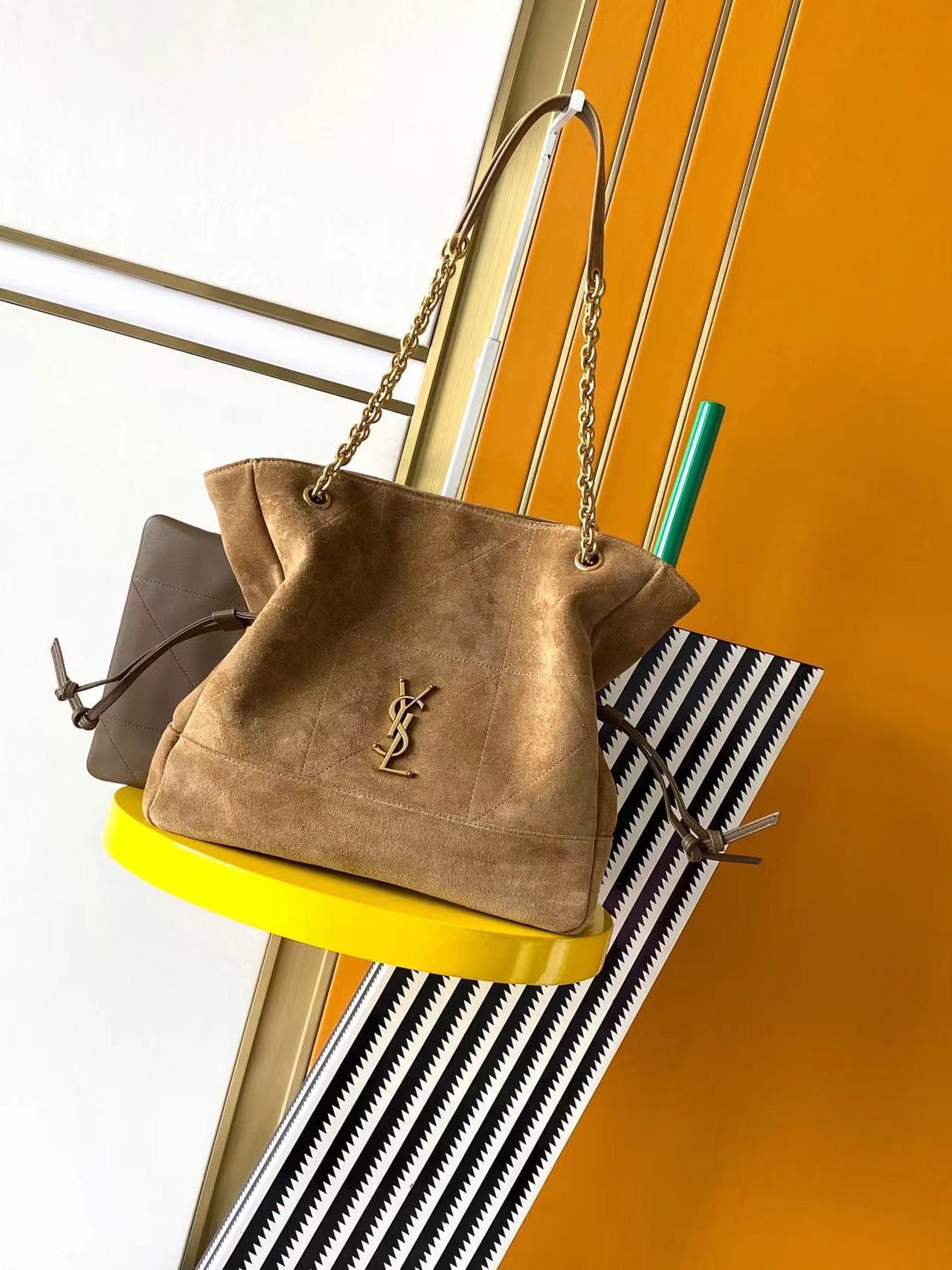 Saint Laurent JAMIE shopping in suede GOLDEN LEAF High