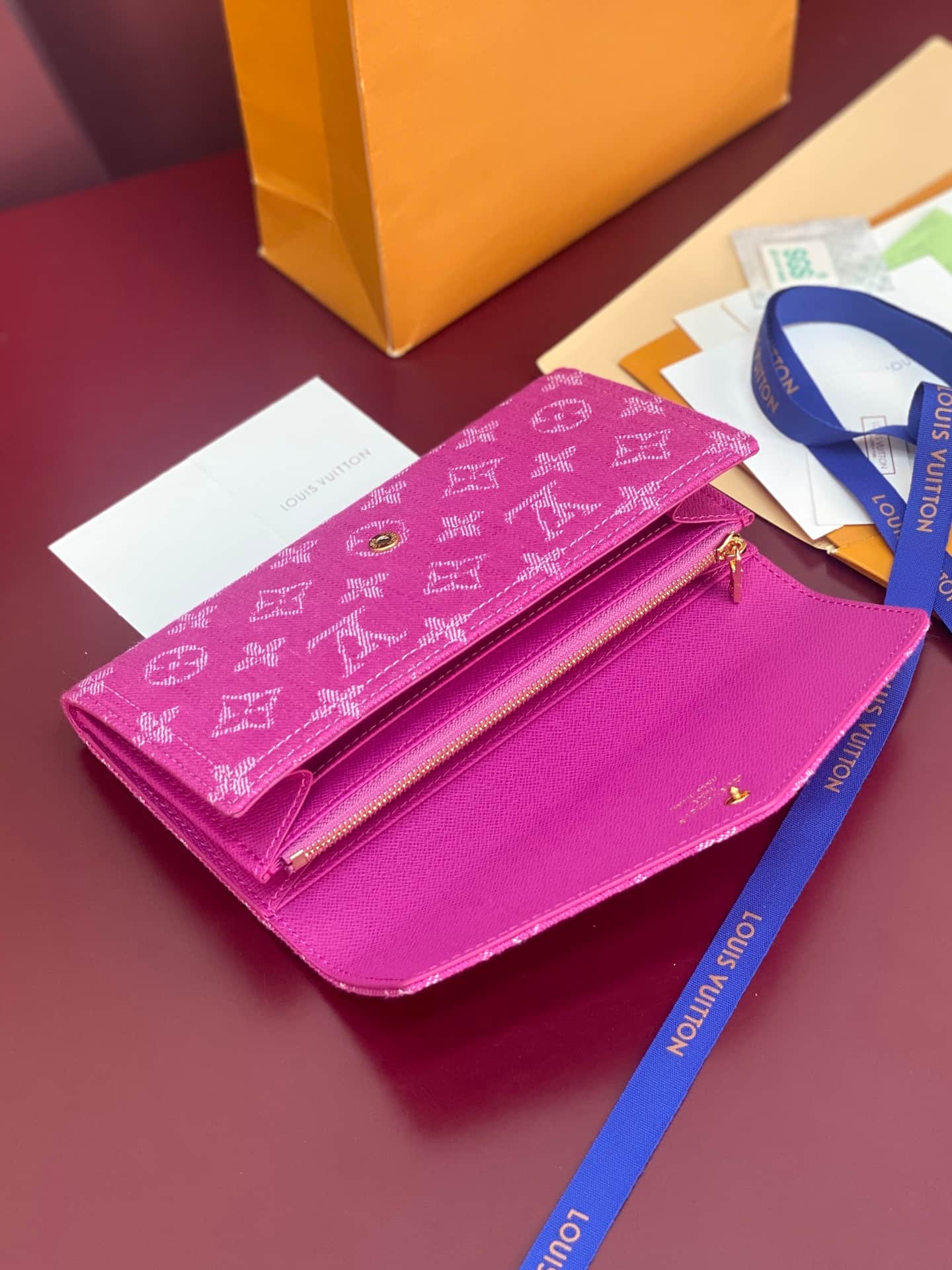 Louis Vuitton Sarah Wallet Fuchsia Denim M28280 High