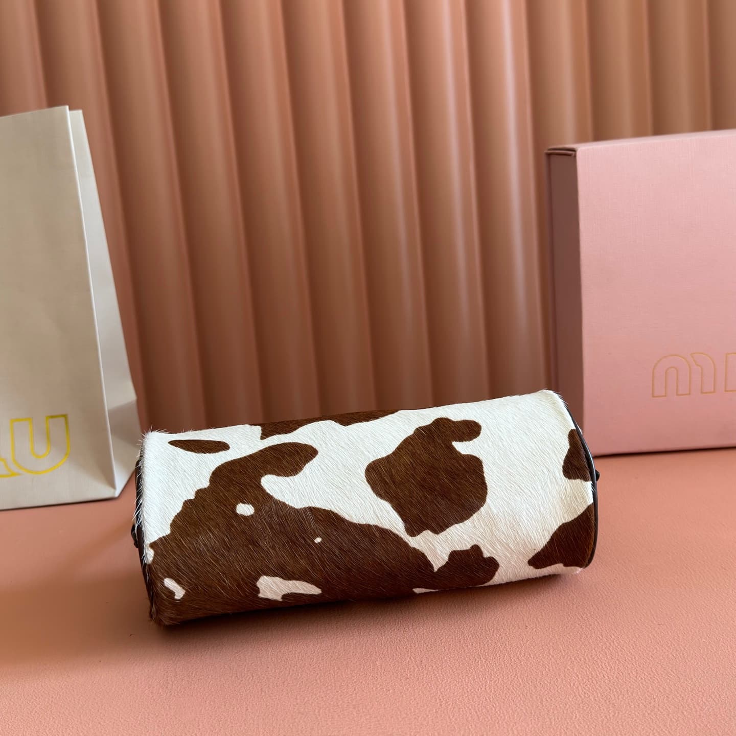 Miu Miu Printed leather pouch White/Burnt Sienna 5NE851 High