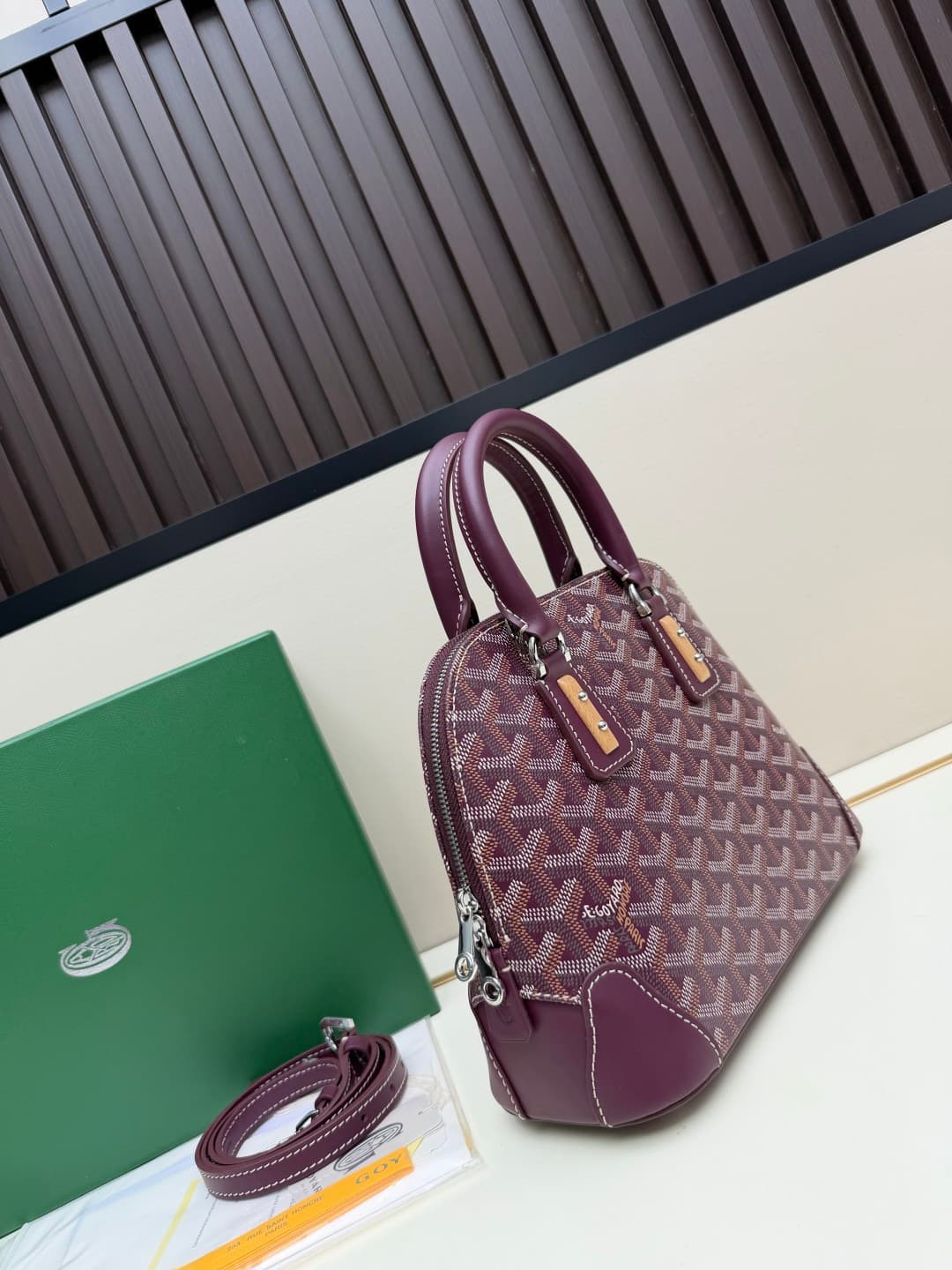 Goyard Vendôme mini bag in Goyardine coated canvas burgundy high