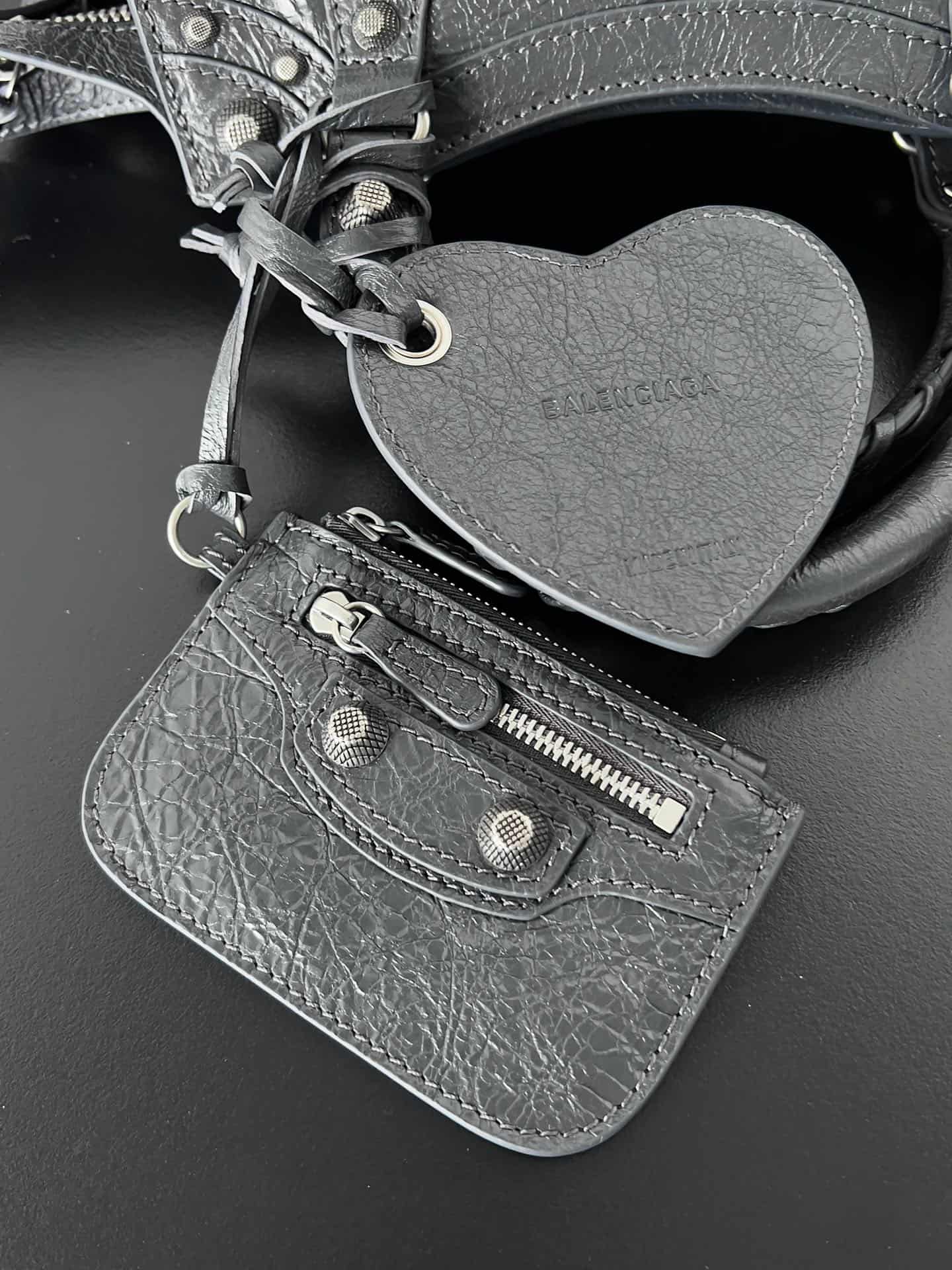 Balenciaga Small Neo Cagole City bag in anthracite grey lambskin leather High