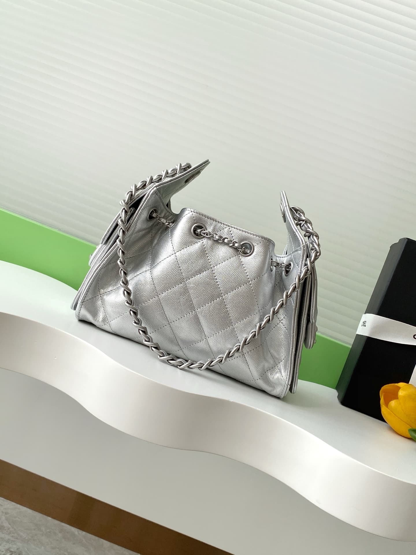 Chanel 25 Mini Hobo handbag AS5631 Grained calfskin & Silver-tone metal Silver A