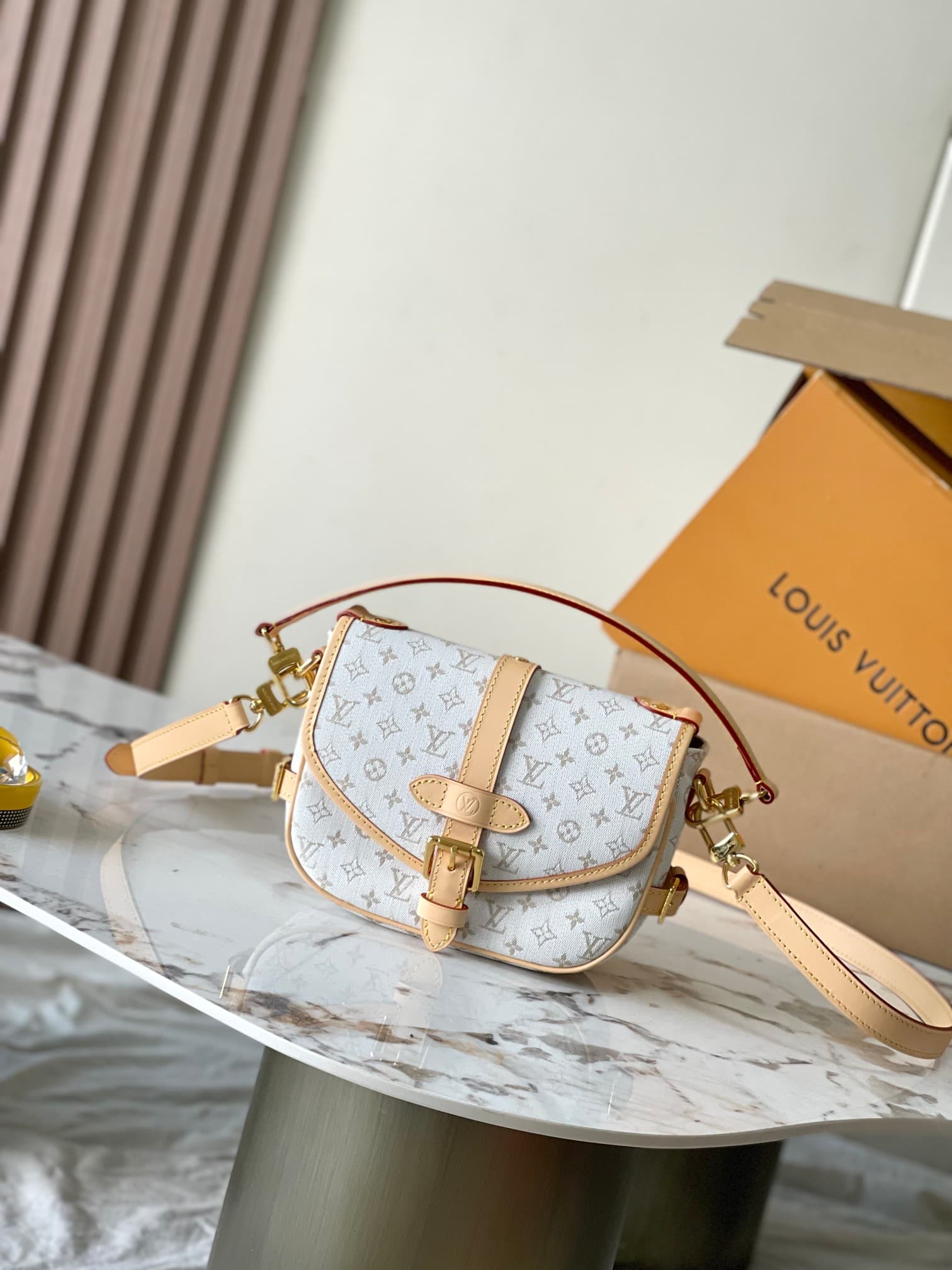 Louis Vuitton Saumur BB Mastic Cream Polyamide M12327 TOP