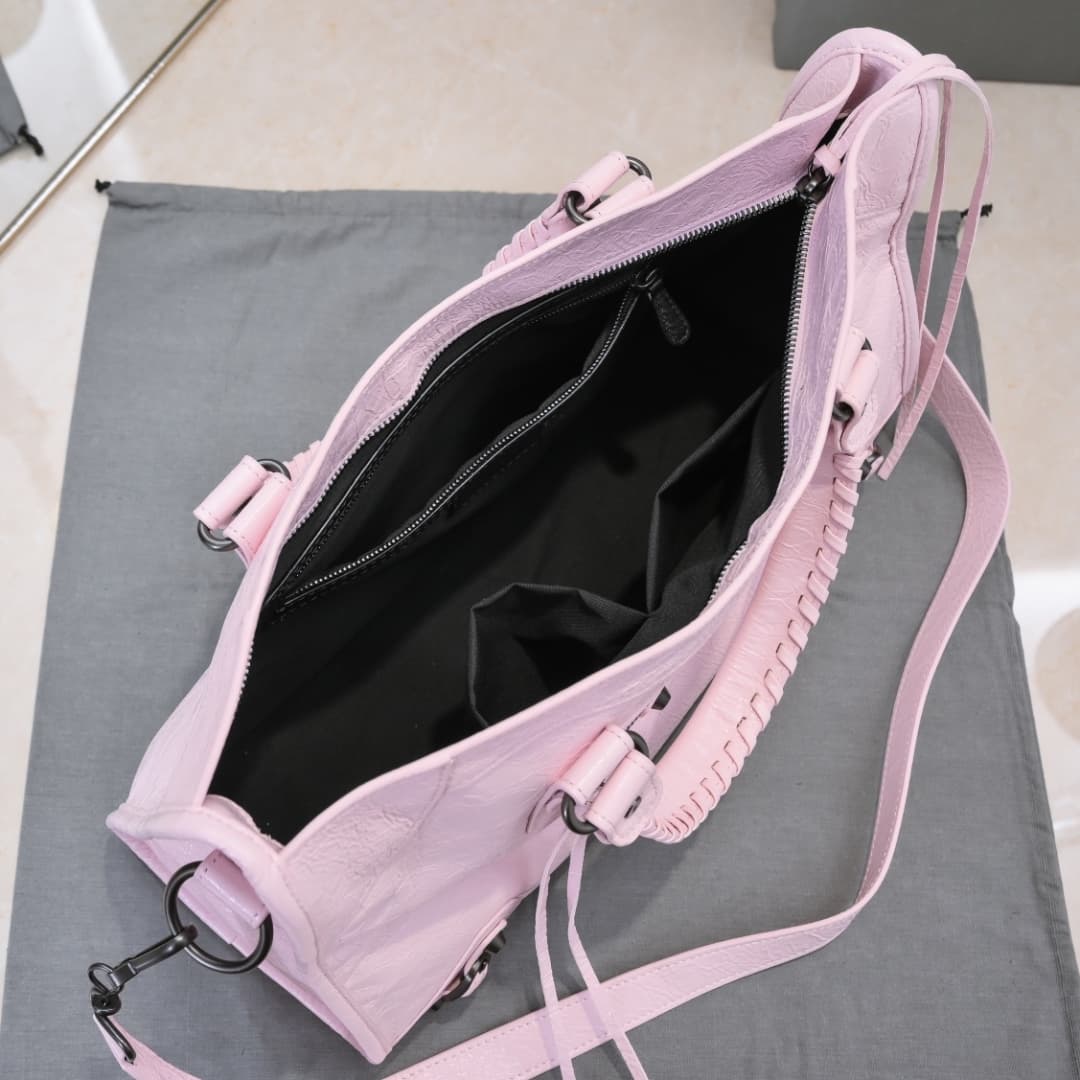 WOMEN'S LE CITY Medium Bag Black Metal Light Pink High