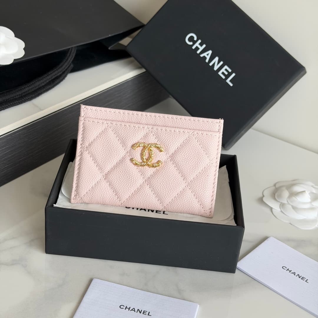 Chanel Card Holder Grained Calfskin Strass& Gold-Tone Metal AP5072 High