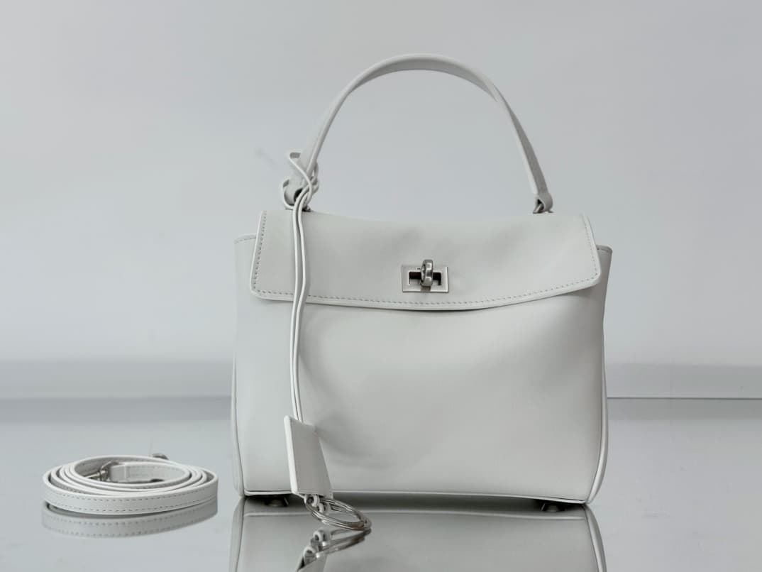 Balenciaga Rodeo Mini Bag in White Leather With Silver-Tone Metal TOP