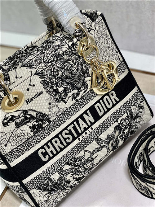 MEDIUM LADY D-LITE BAG Toile de Jouy Zodiac Embroidery High