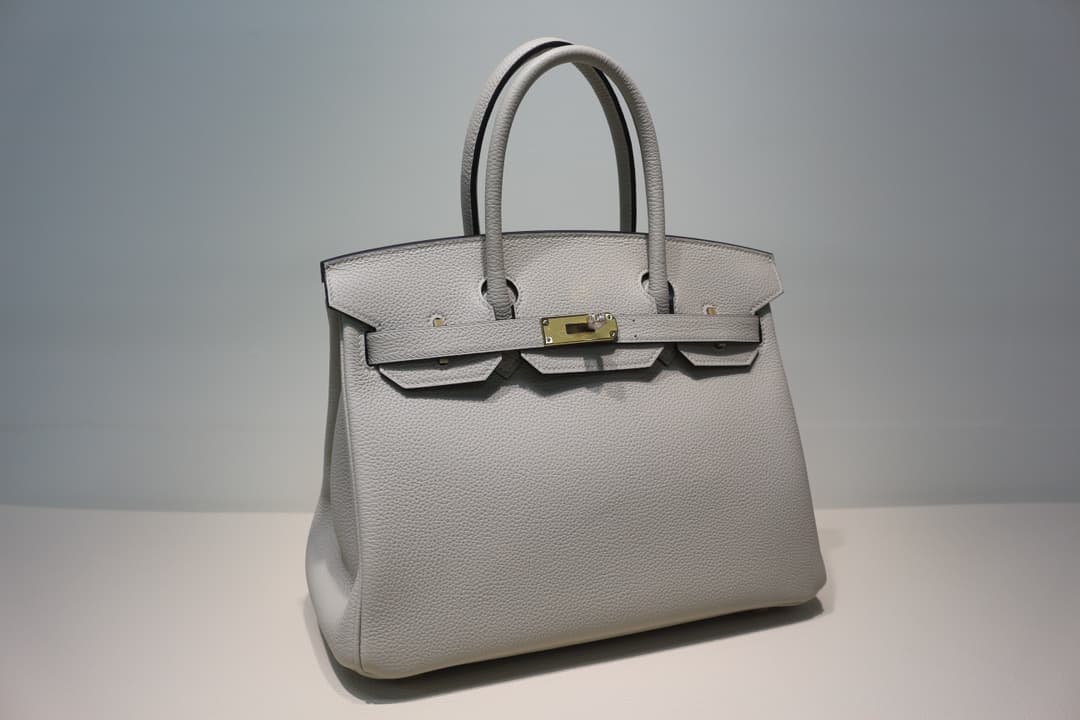 Hermes Birkin 25/30/35cm Bag Togo Leather In Pearl Gray WAX High
