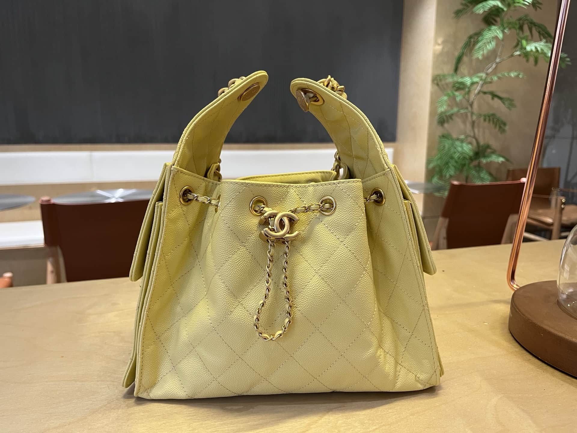 Chanel 25 Small Hobo handbag AS5293 Grained Calfskin & Gold-tone Metal Yellow A