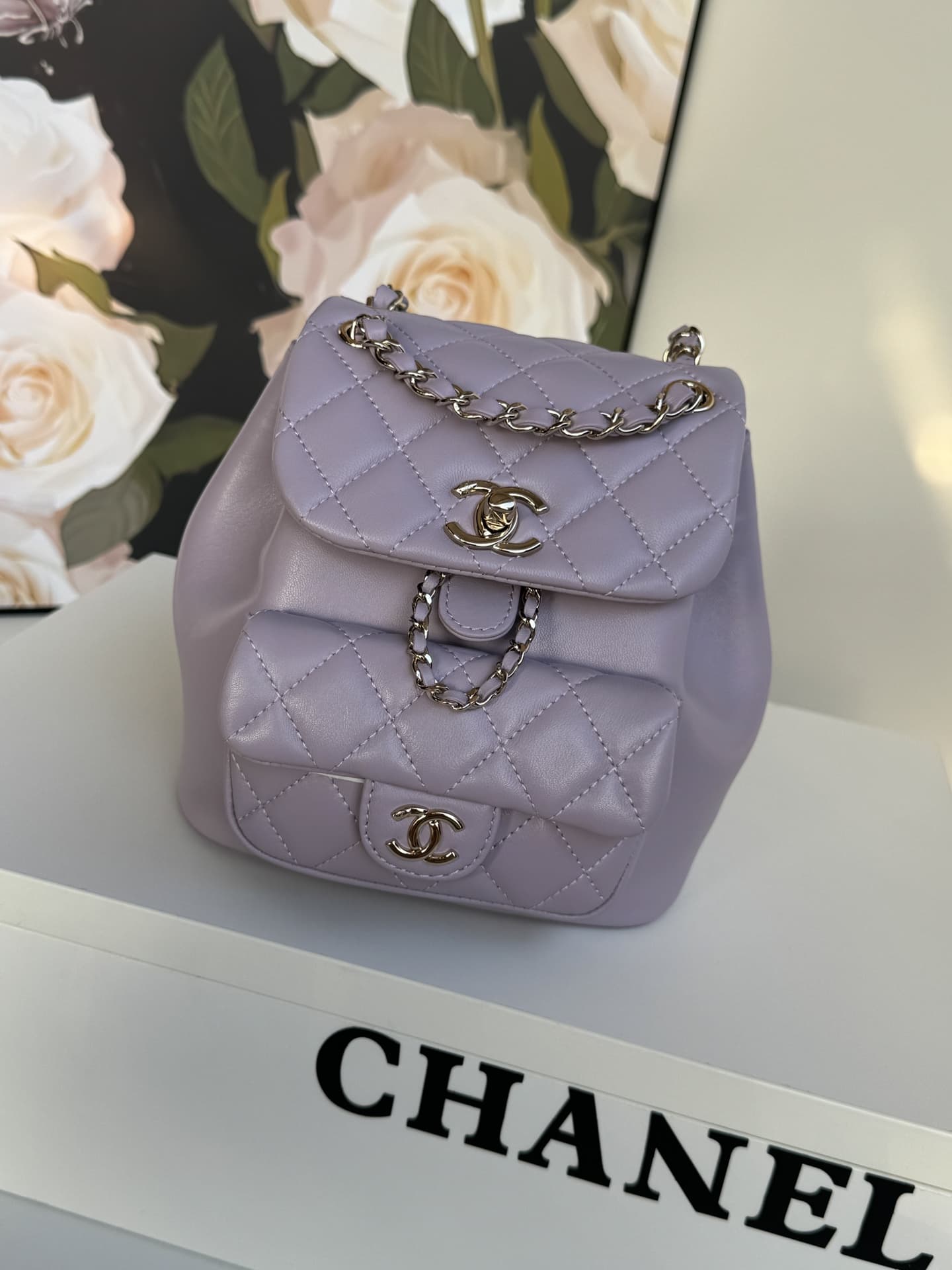 Chanel Small Quilted Duma Backpack Lambskin AS2908 Purple High