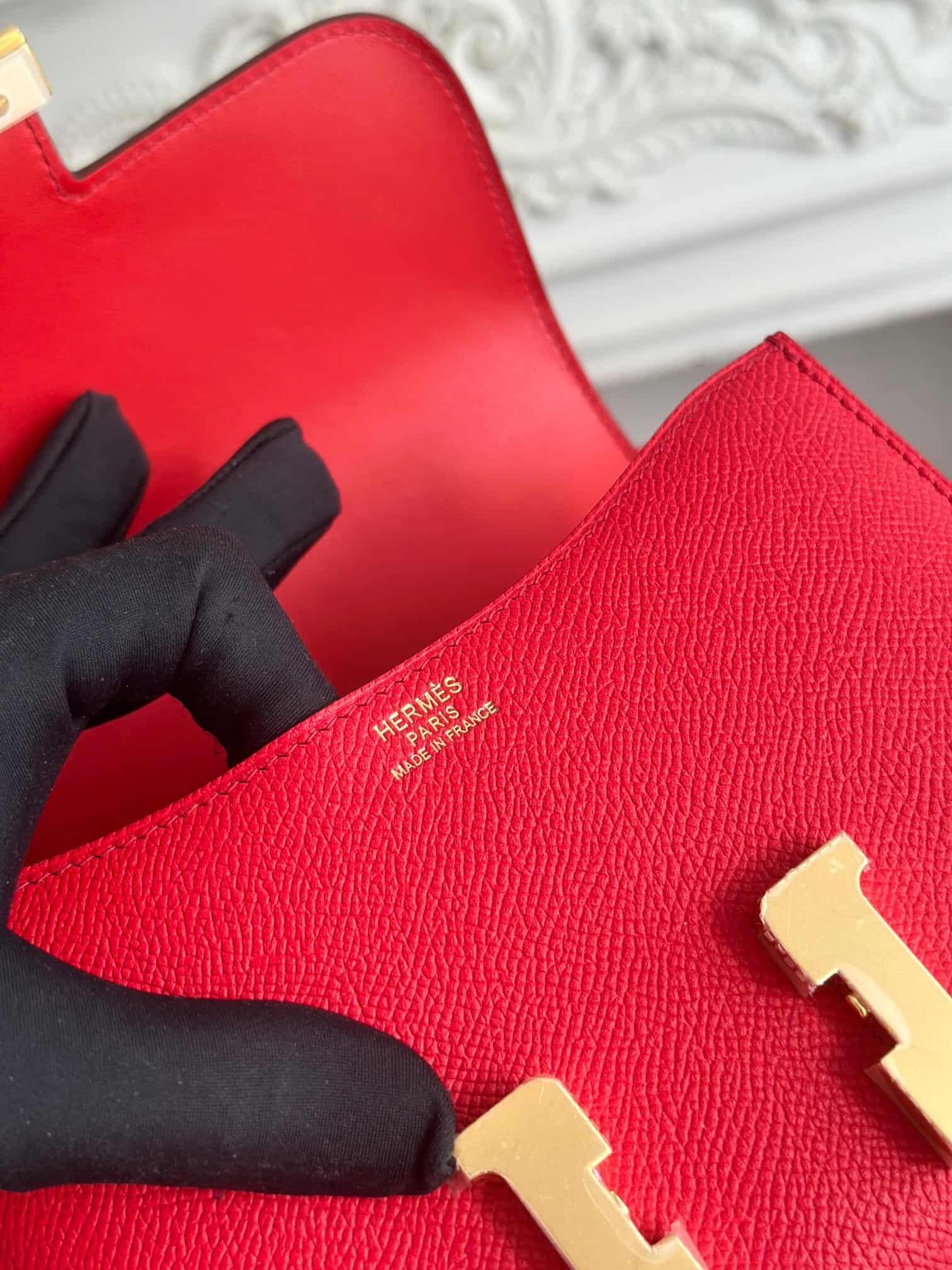 Hermes Mini Constance 18cm Epsom Bag WAX Rouge Casaque High