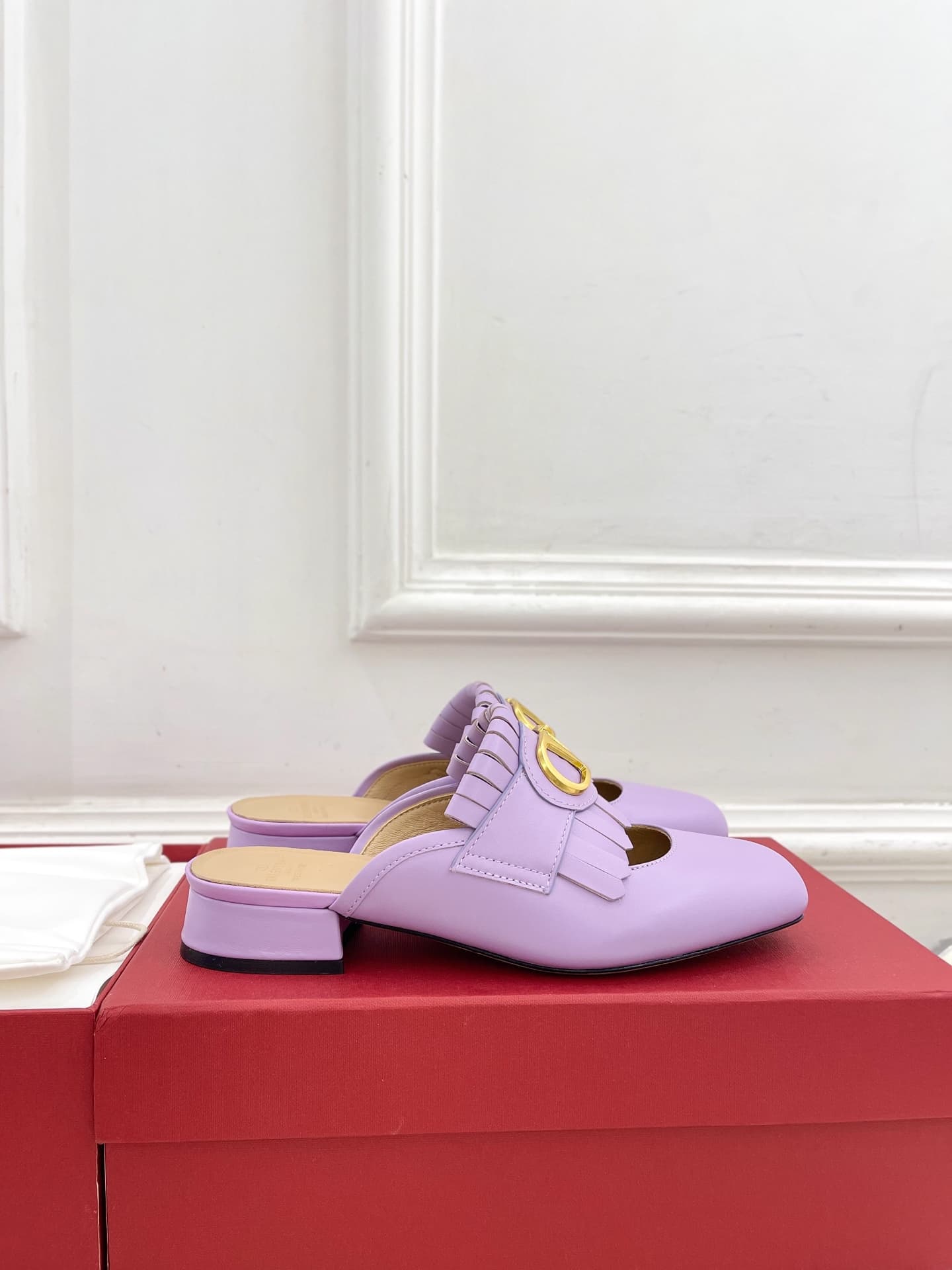 Valentino Vlogo Signature Calfskin Moccasin Mule Shoes Women