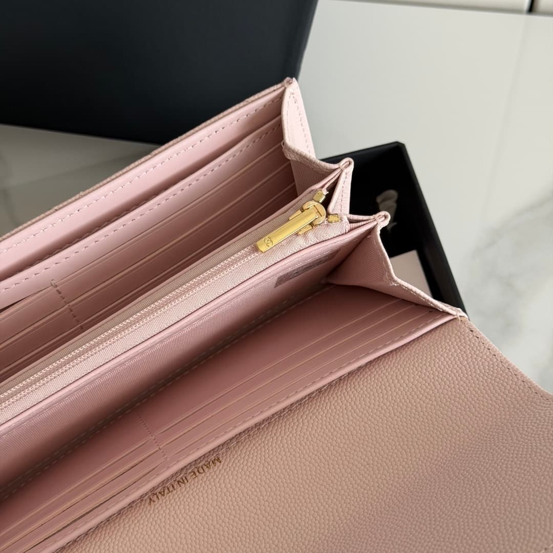 Chanel Wallet Shiny Grained Calfskin Strass & Gold-Tone Metal Pink AP5076 High