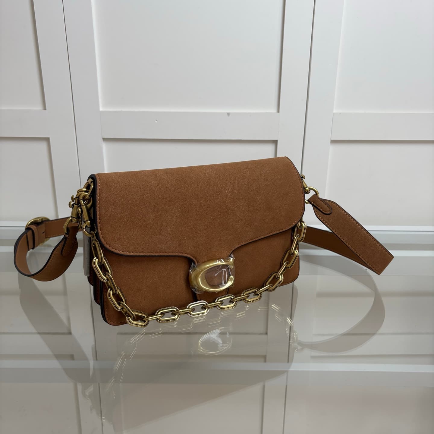 Coach Small Chain Tabby Shoulder Bag  Brown Suede High