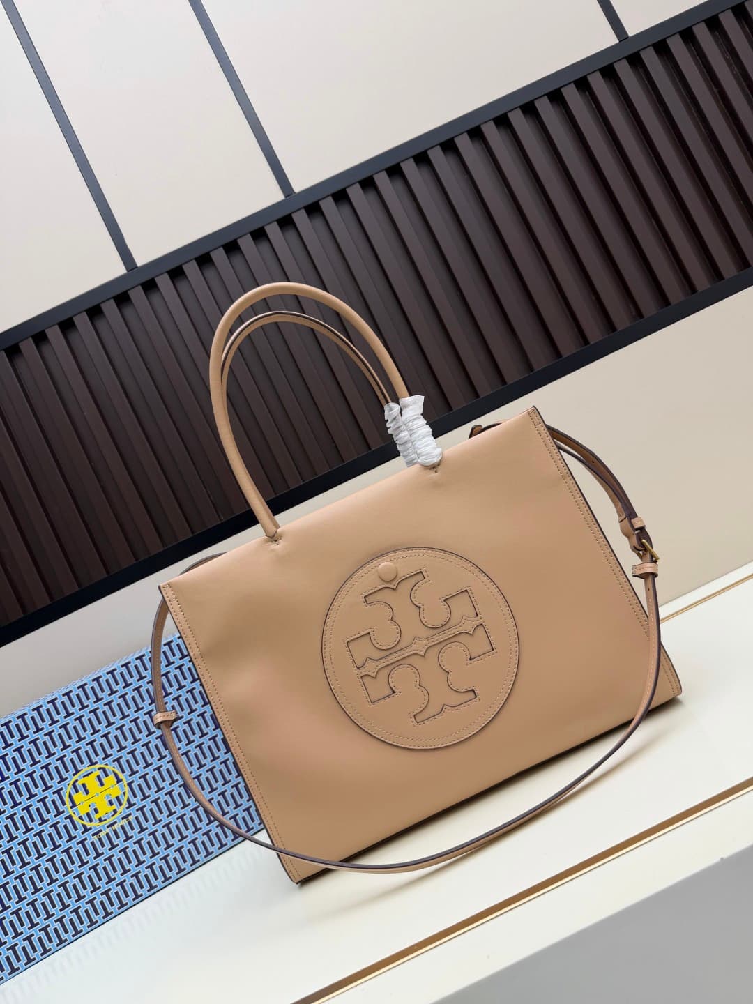 Tory Burch Ella Bio Tote Bag in Beige Leather