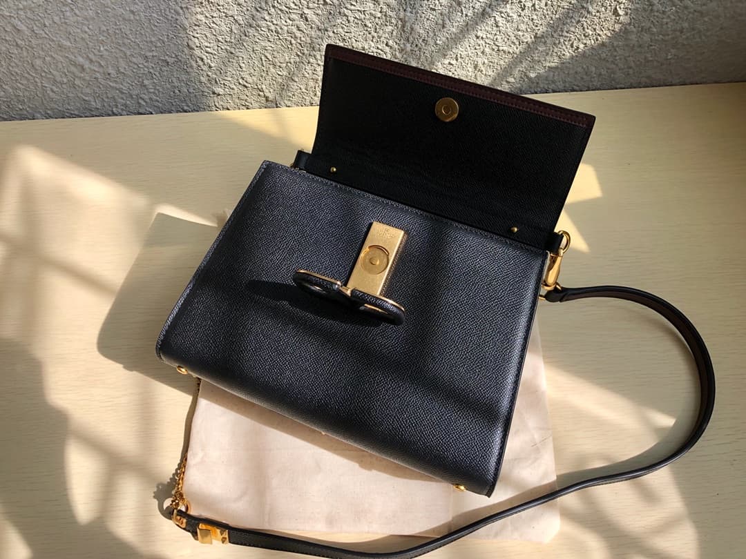 Valentino Small Vsling Handbag In Black Grainy Calfskin High