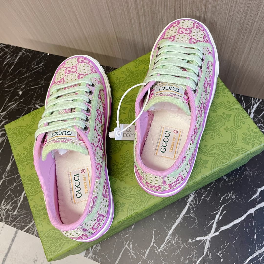 Gucci Tennis 1977 GG Crystal Canvas Screener Sneaker shoes Women