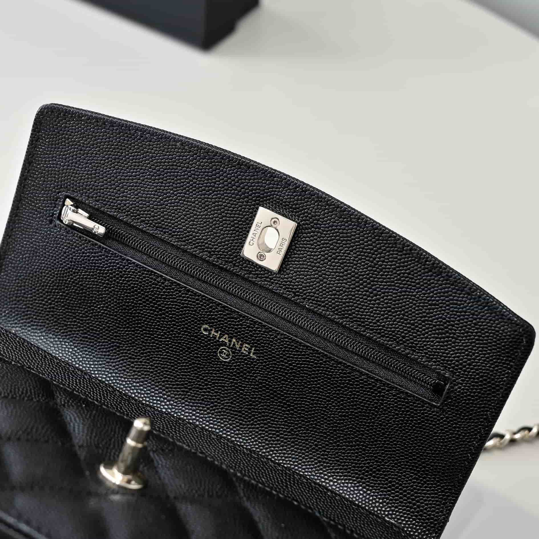 Chanel Wallet on Chain Grained Calfskin & Gold-Tone Metal Black AP4401 A