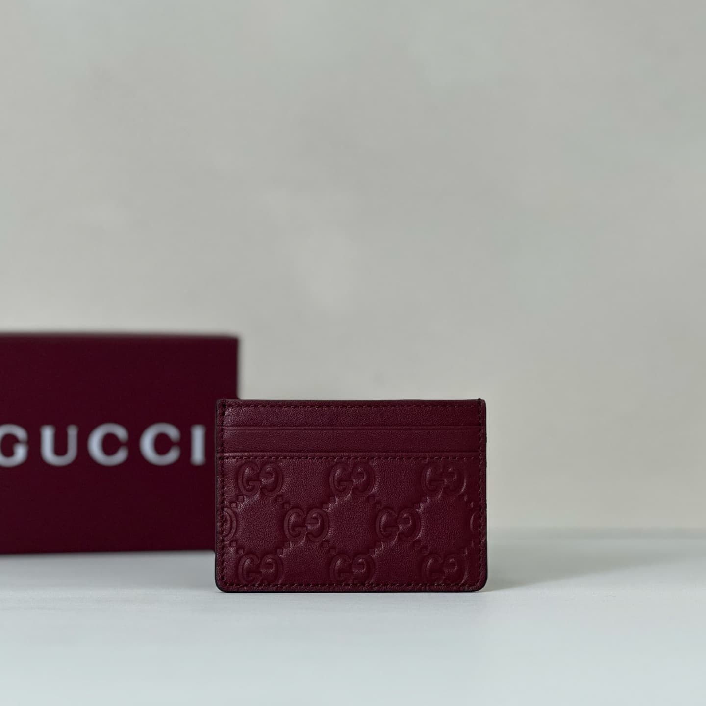 Gucci GG Emblem card case Burgundy 847204 High