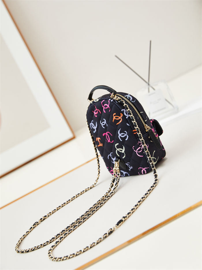 Chanel Mini Backpack Print Gold-Tone Metal AP3753 A