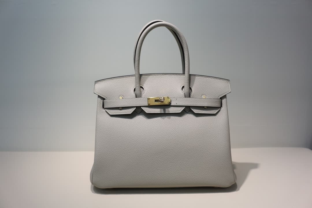 Hermes Birkin 25/30/35cm Bag Togo Leather In Pearl Gray WAX High