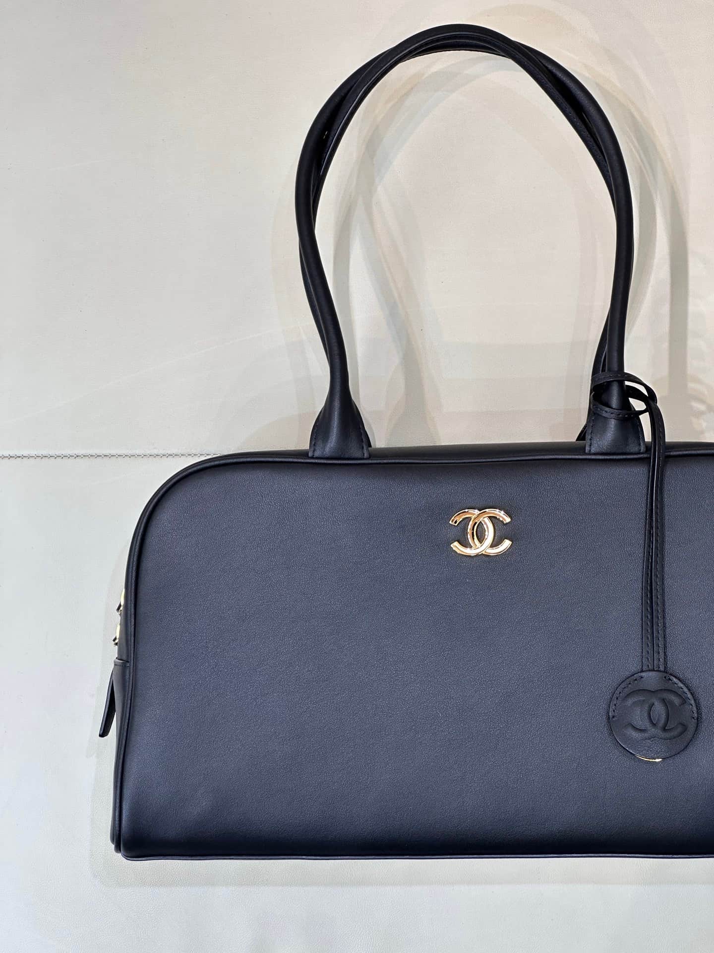 Chanel Maxi Bowling Bag Calfskin & Gold-Tone Metal Black AS6211 TOP