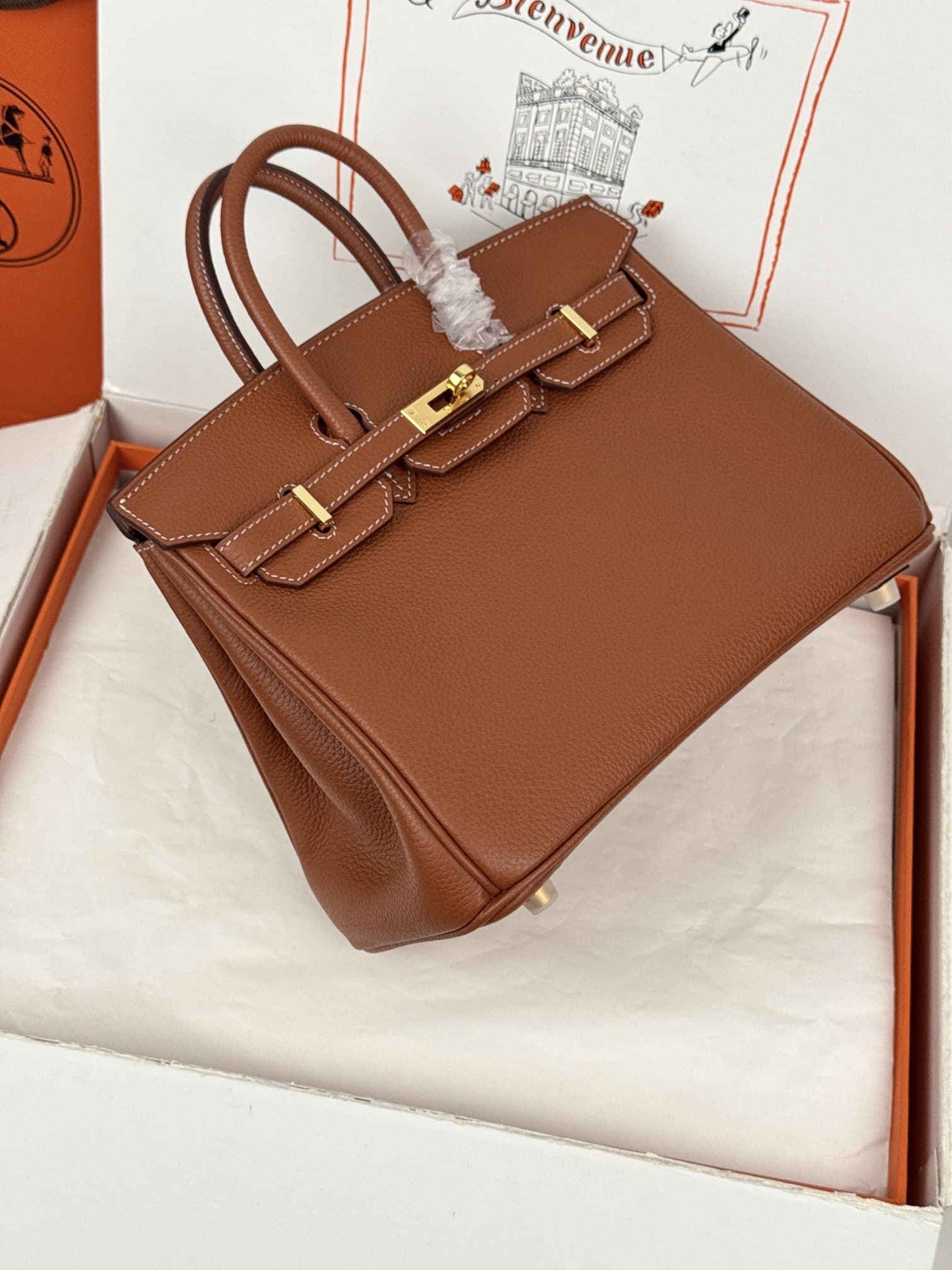 Hermes Birkin 25/30 Bag Togo Calfskin Leather Gold High