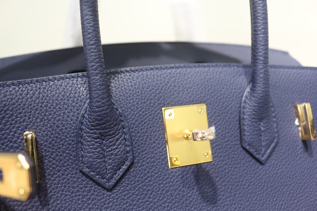 Hermes Birkin 25/30/35cm Bag Togo Leather In Blue Saphir WAX High