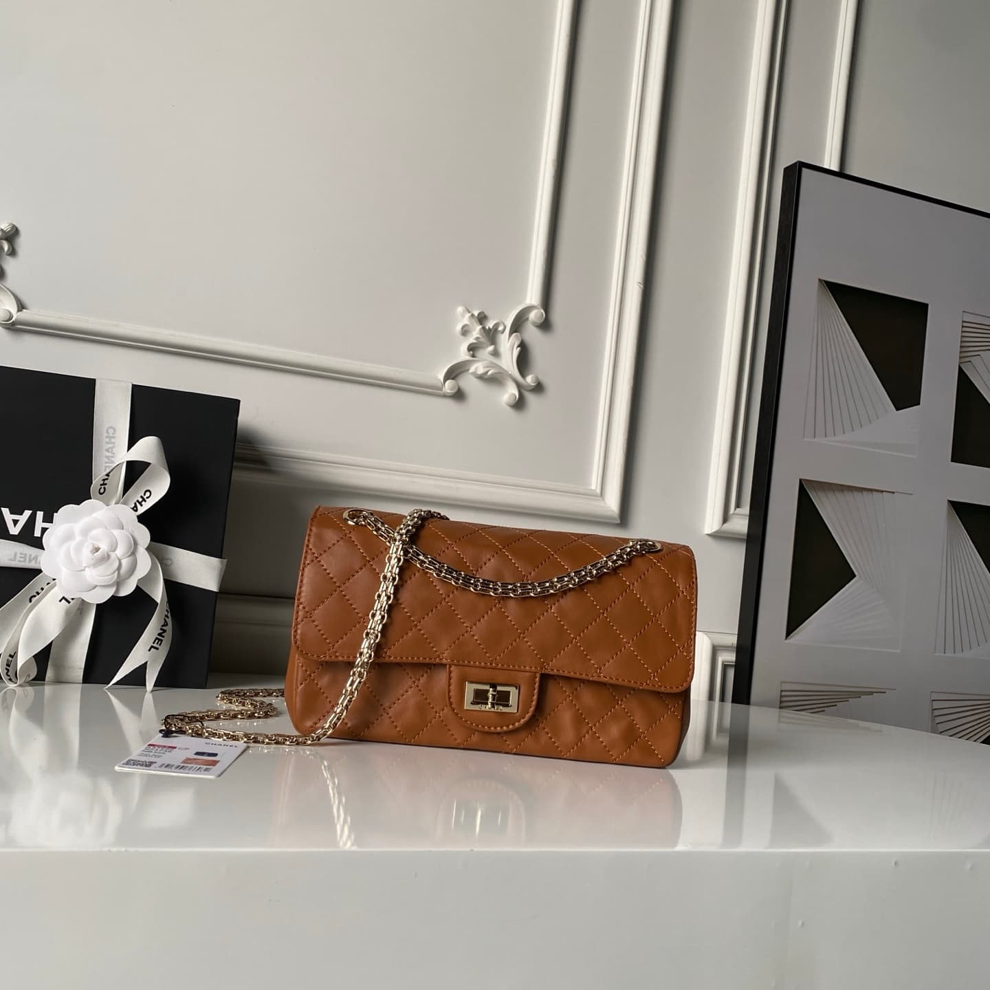 Chanel 2.55 Handbag Calfskin & Gold-Tone Metal Caramel A37586 A