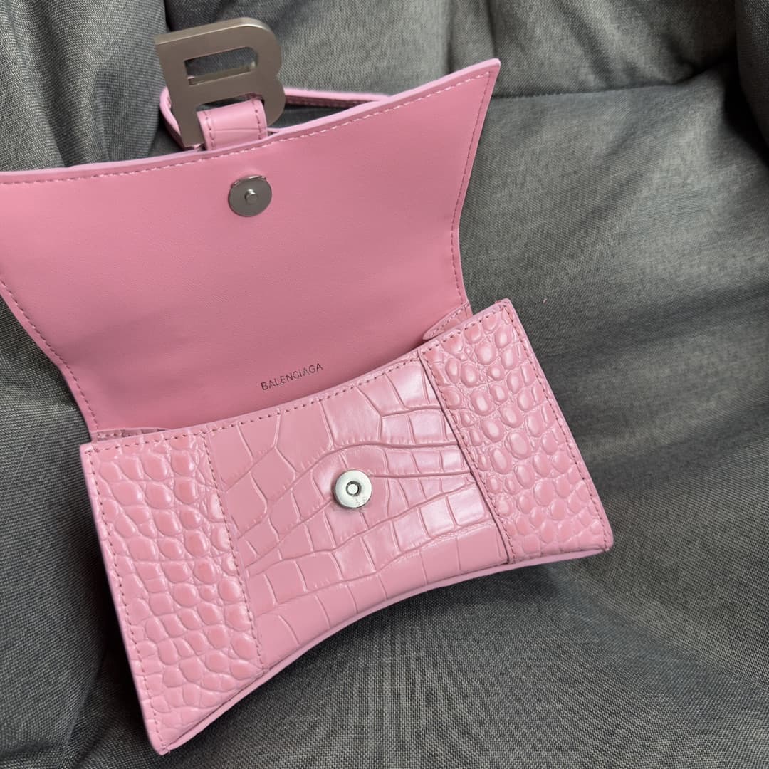 WOMEN'S HOURGLASS XS TOP HANDLE BAG Crocodile Pink High