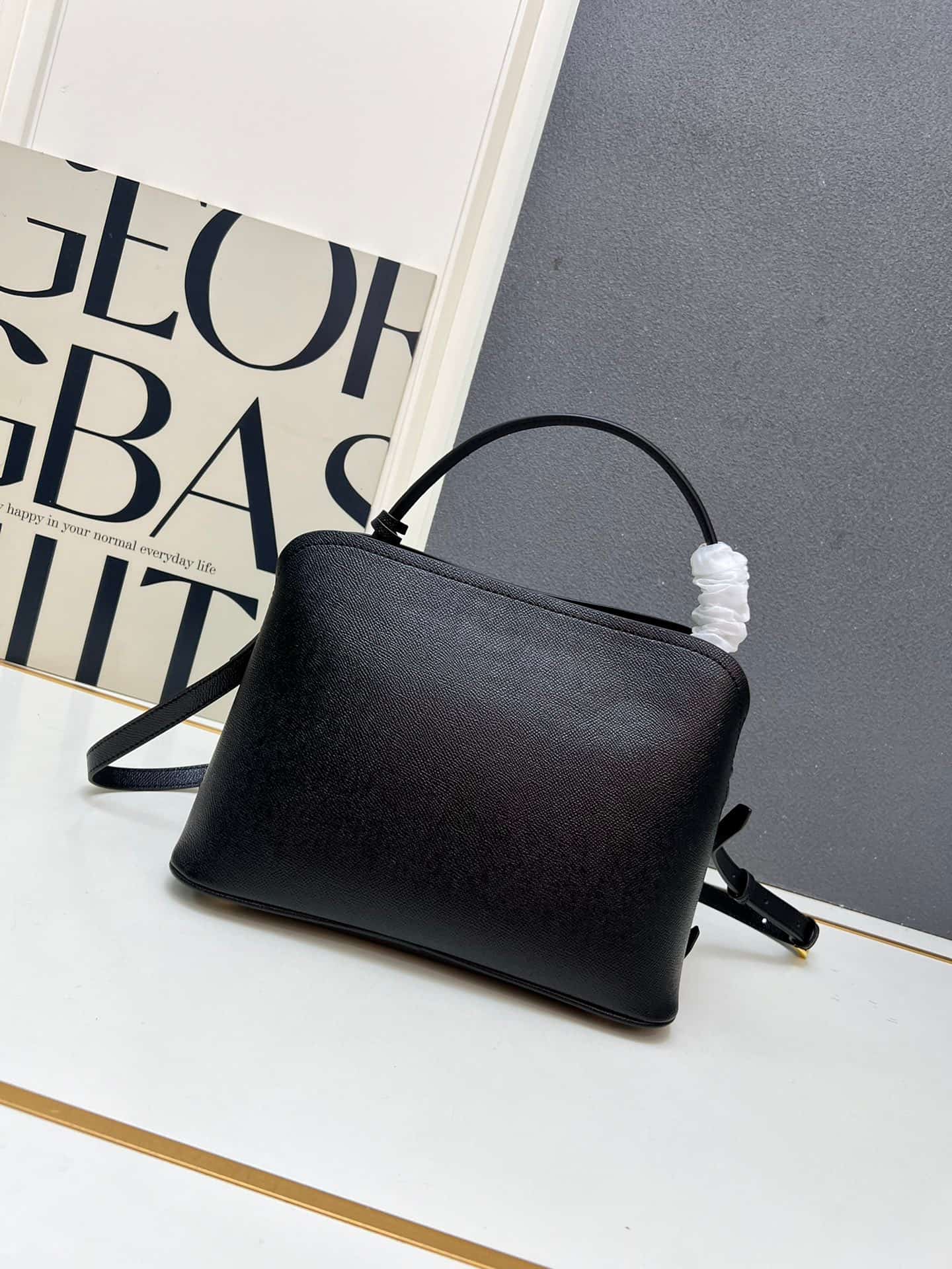 Prada Saffiano Leather Matinée Handbag Black