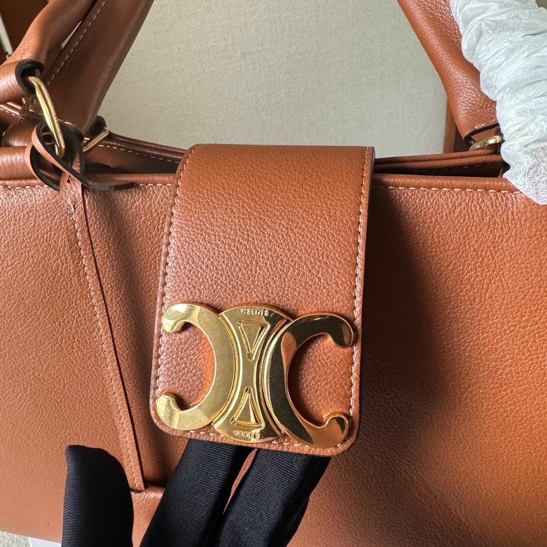 Celine Medium Appoline Bag in Supple Calfskin Tan High