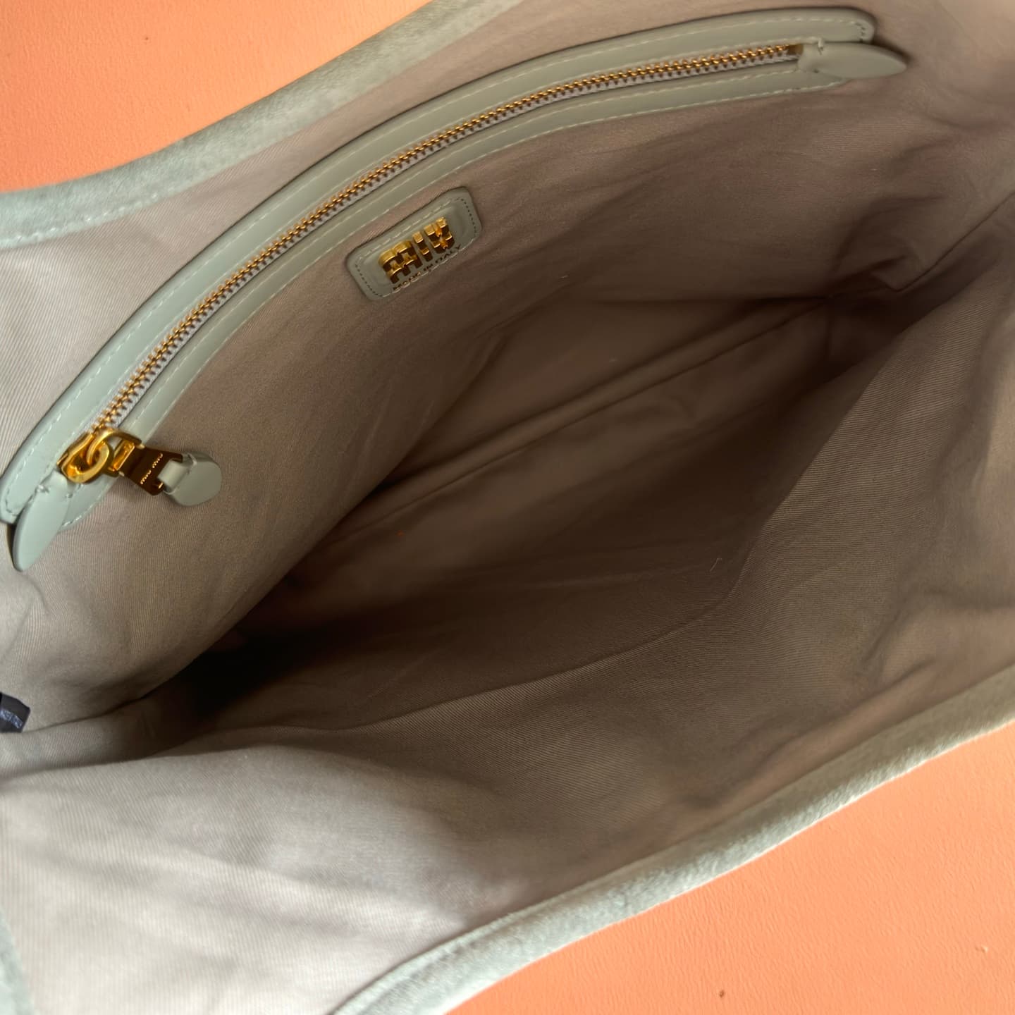 Miu Miu Ivy Powder Blue Suede Bag 5BG231 TOP