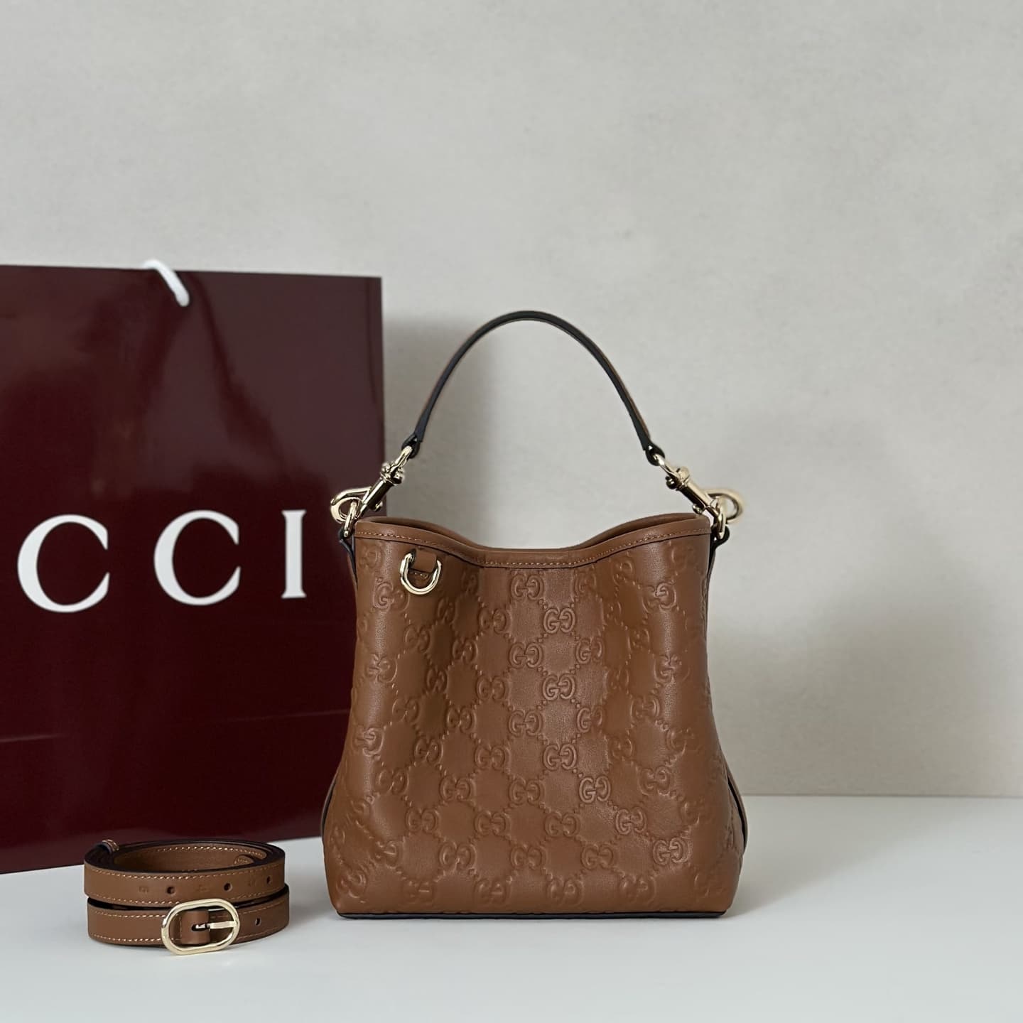 Gucci GG Emblem small bucket bag 815118 High